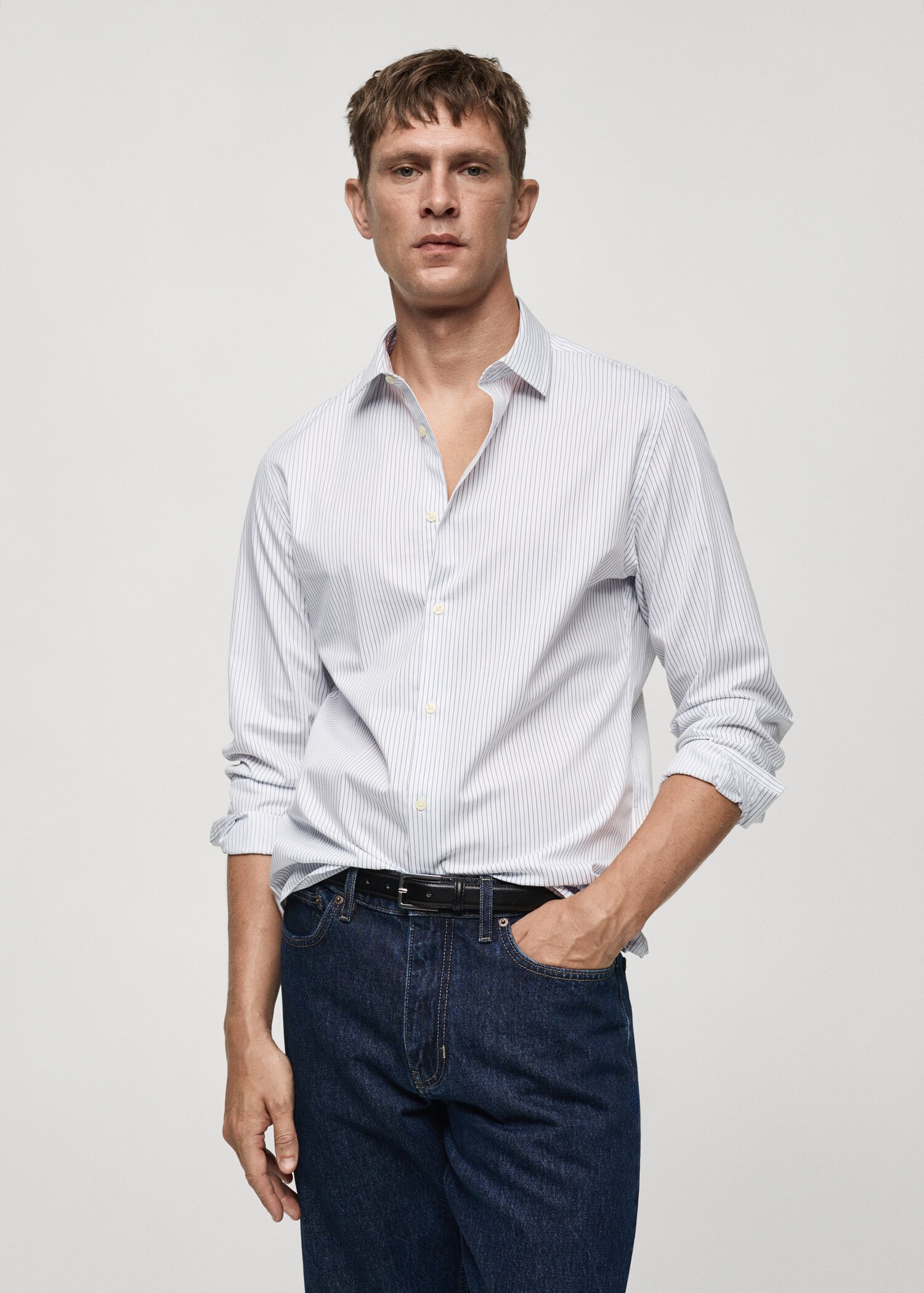 Camisa slim fit algodón rayas - Plano medio