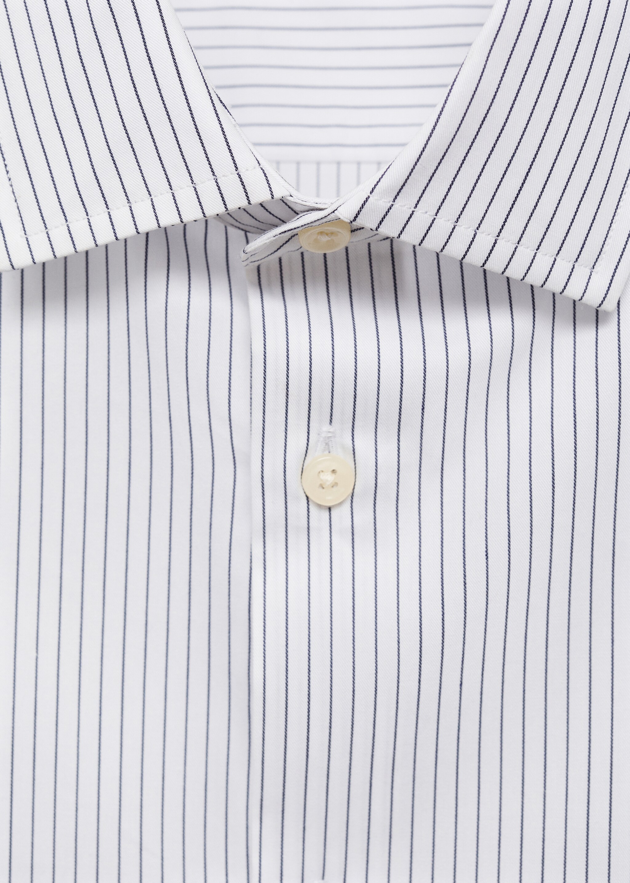 Camisa slim fit algodón rayas - Detalle del artículo 8, Blanco. Ref: 77025981-00.