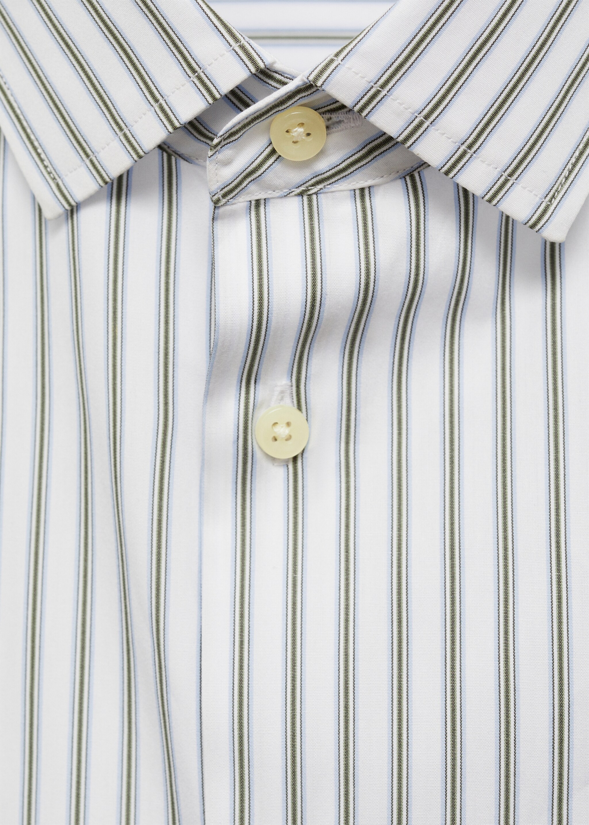 Camisa slim fit algodón rayas - Detalle del artículo 8, Khaki. Ref: 77025981-00.