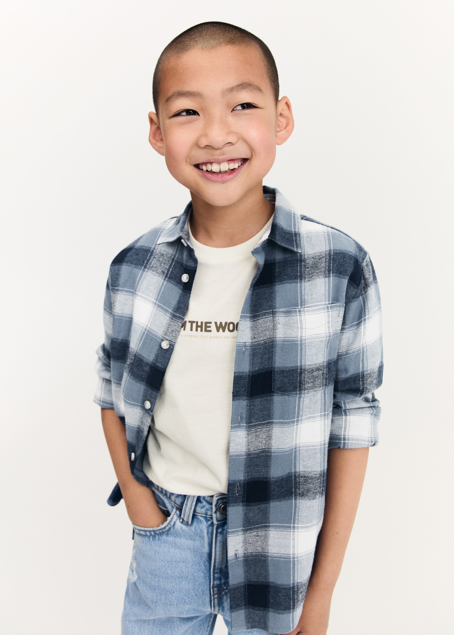 Camisa quadrados bolso Menino MANGO OUTLET Portugal