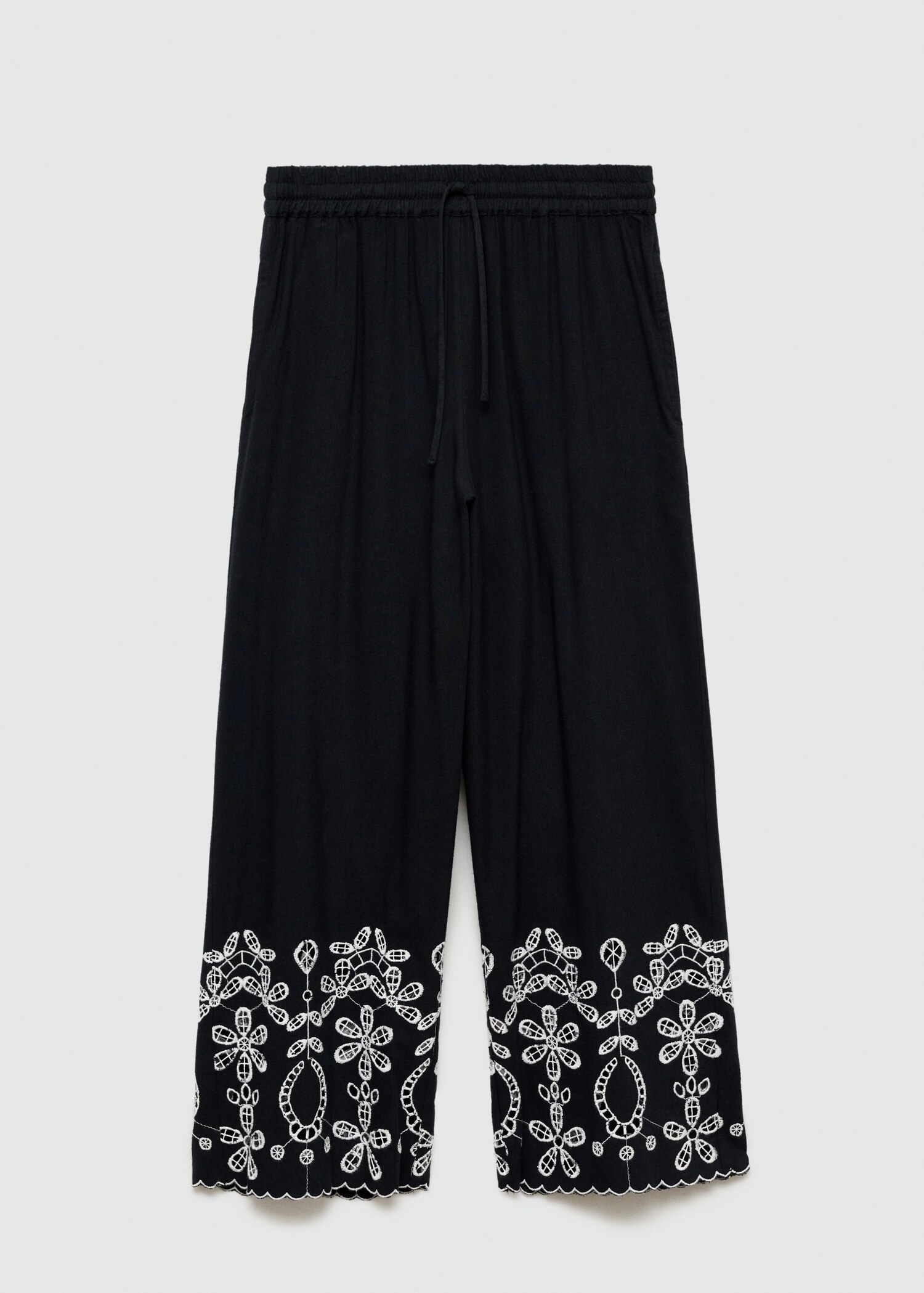 Pantalon style jupe-culotte broderie - Article sans modèle