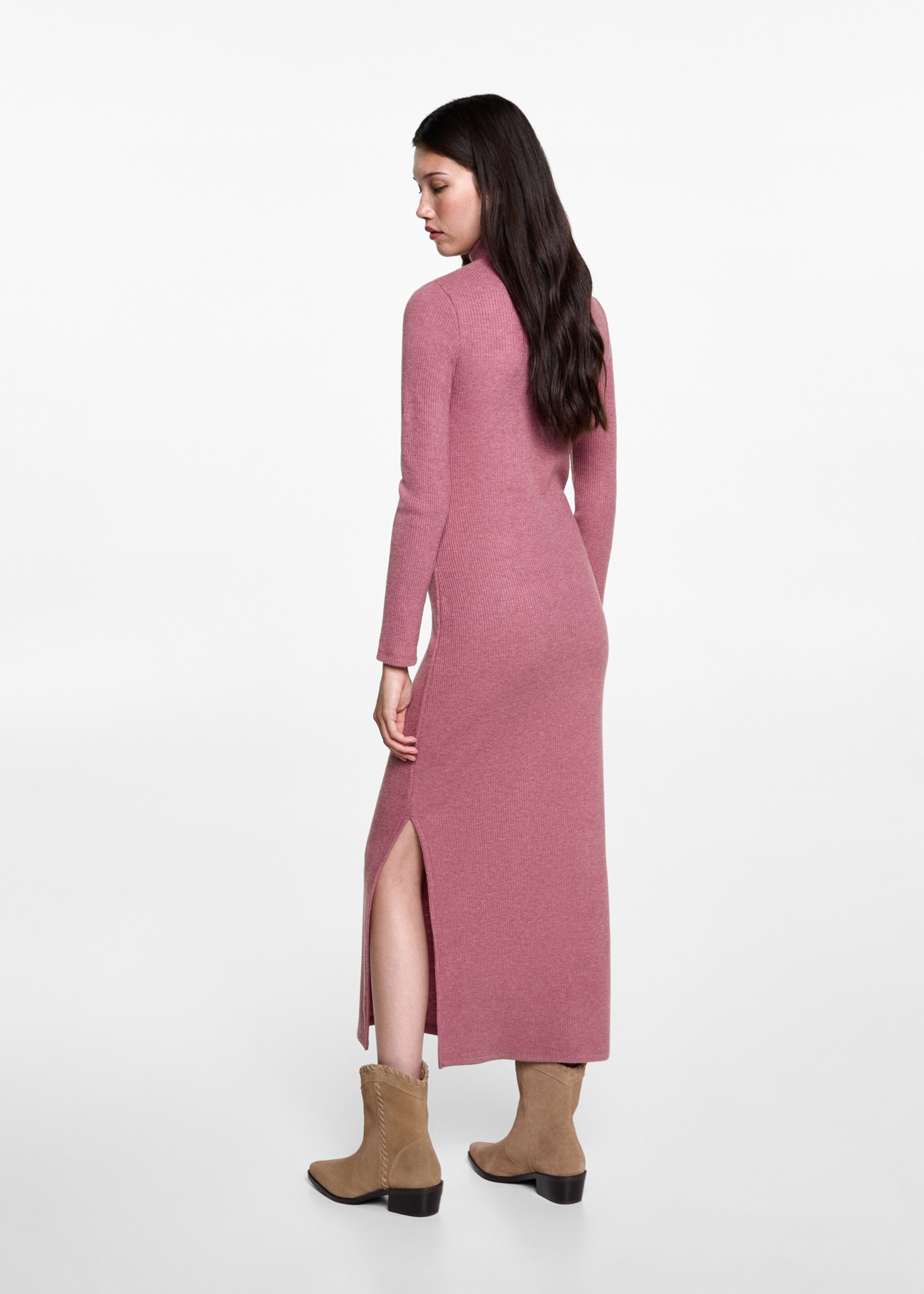 Turtle neck dress - Reverse of the article, Pastel Pink. Ref: 77025986-00.