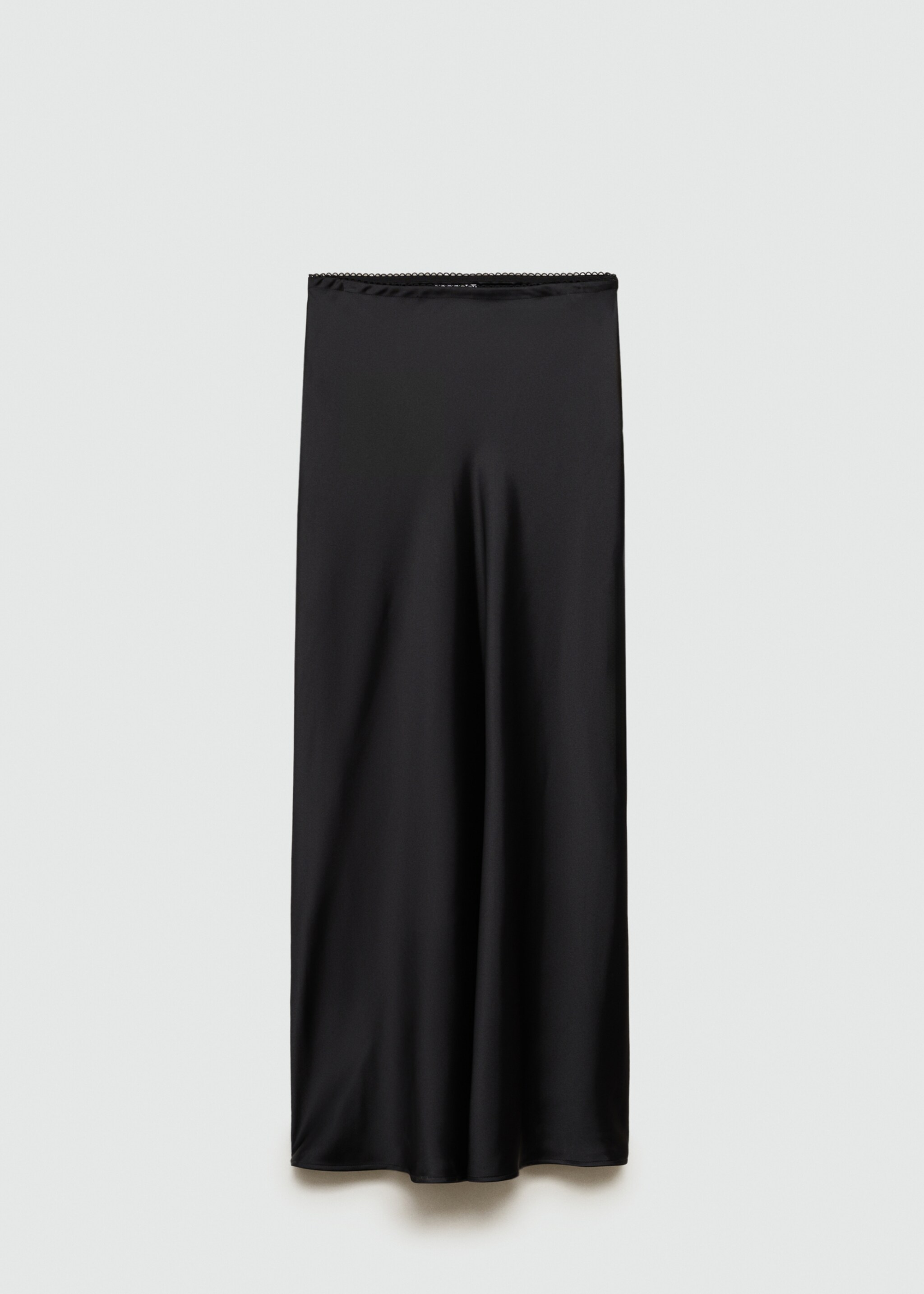 Satin long skirt - Article without model, Black. Ref: 77026351-00.