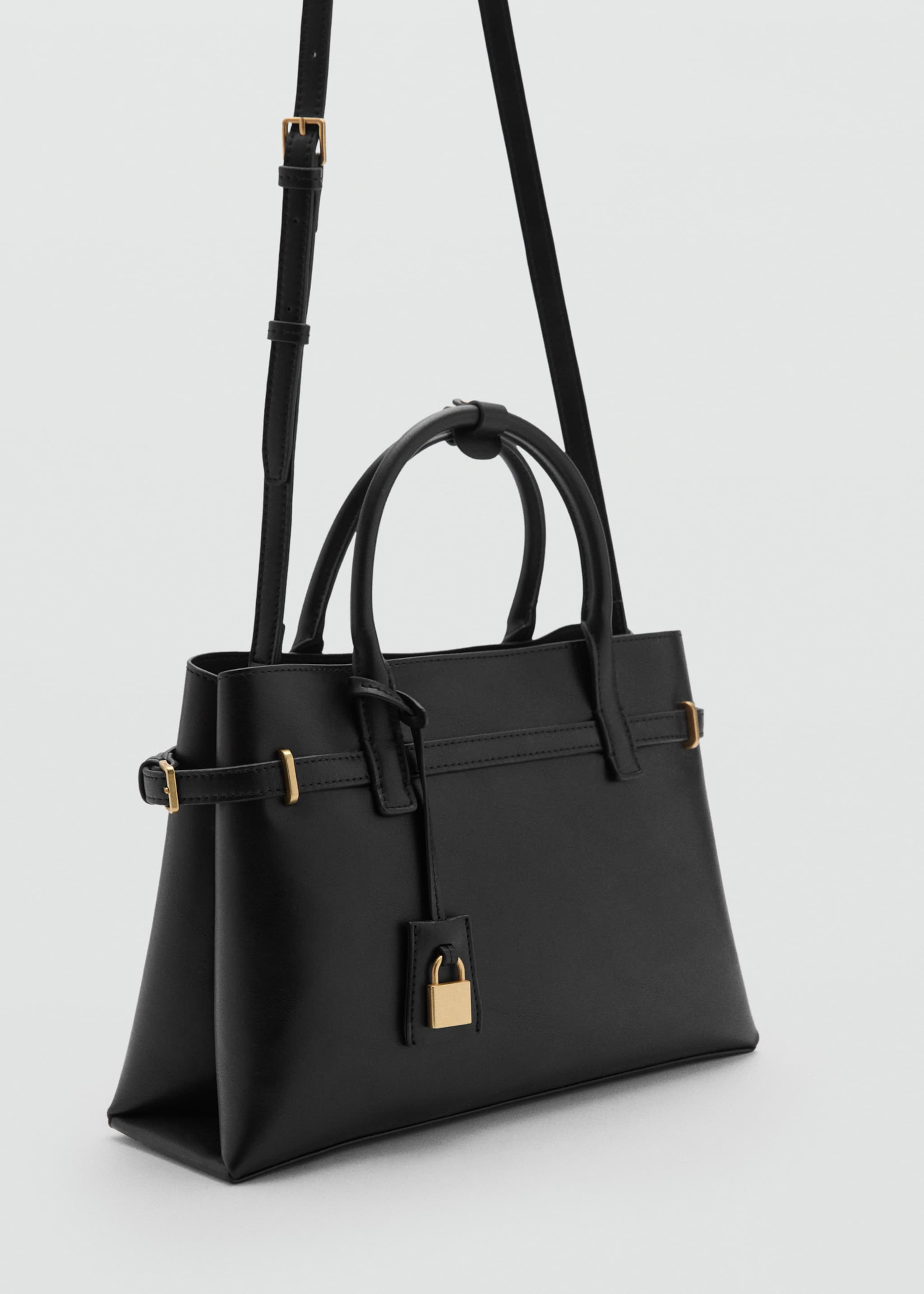 Shopper bag with padlock - Medium plane, Black. Ref: 77026354-00.