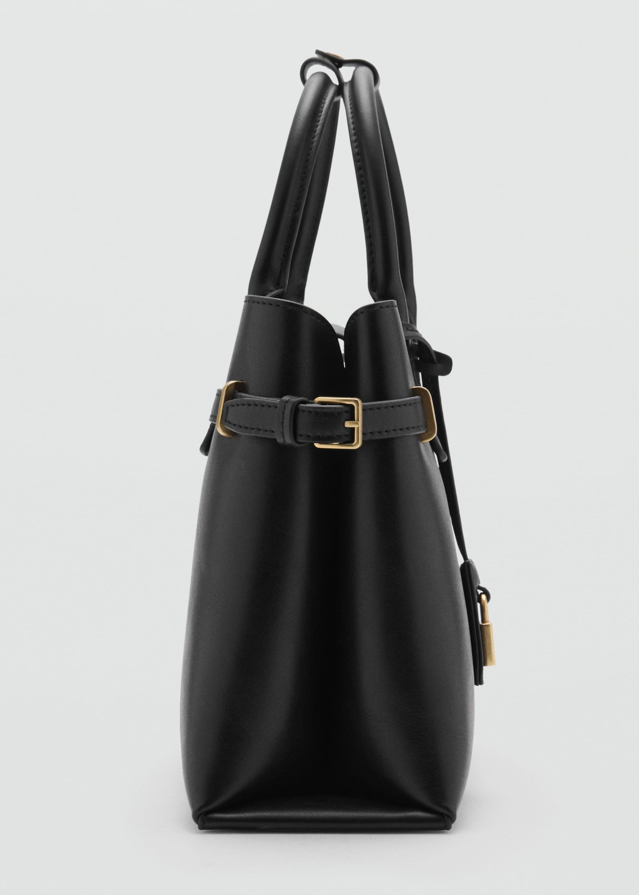 Shopper bag with padlock - Details of the article 1, Black. Ref: 77026354-00.