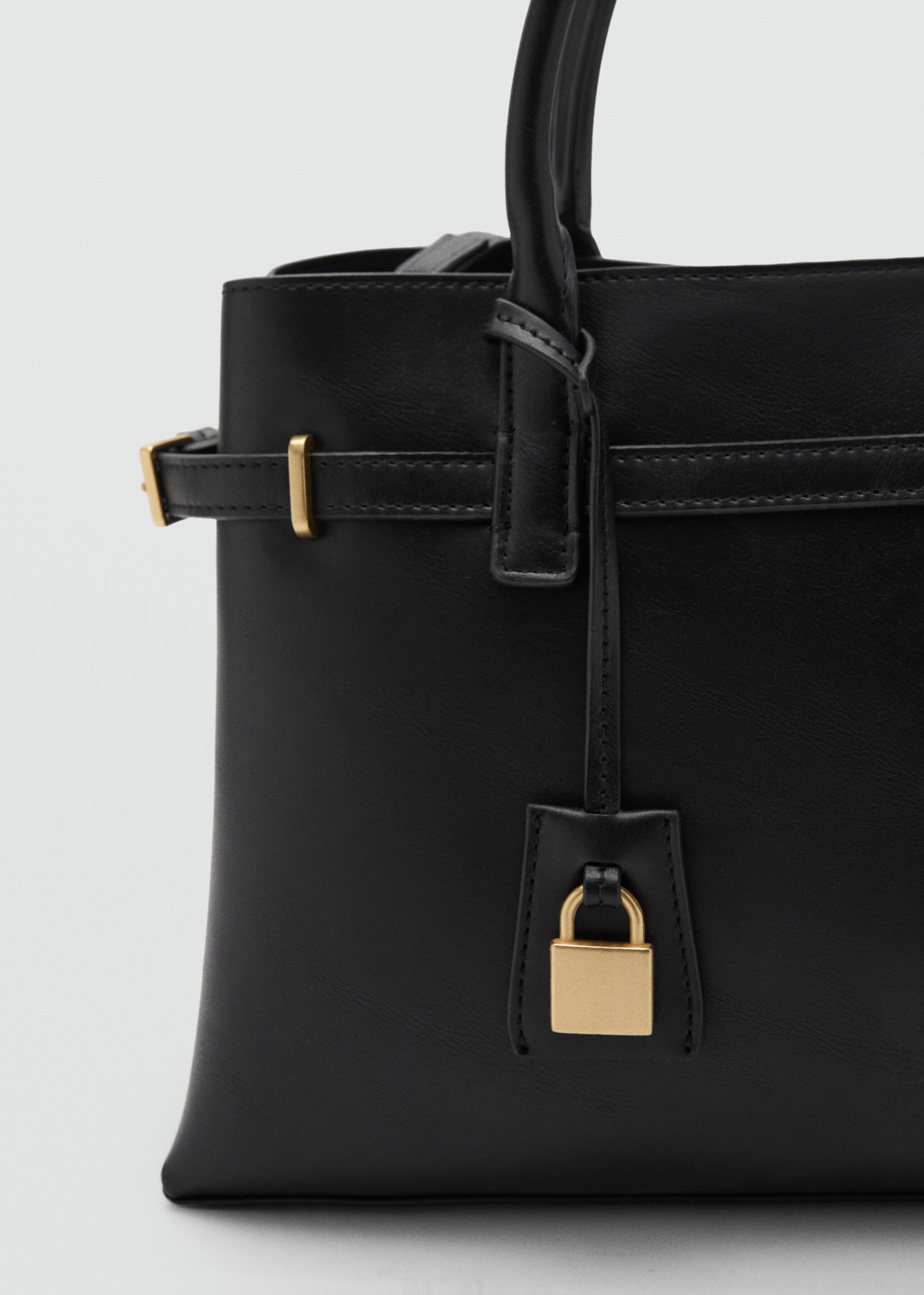 Shopper bag with padlock - Details of the article 2, Black. Ref: 77026354-00.