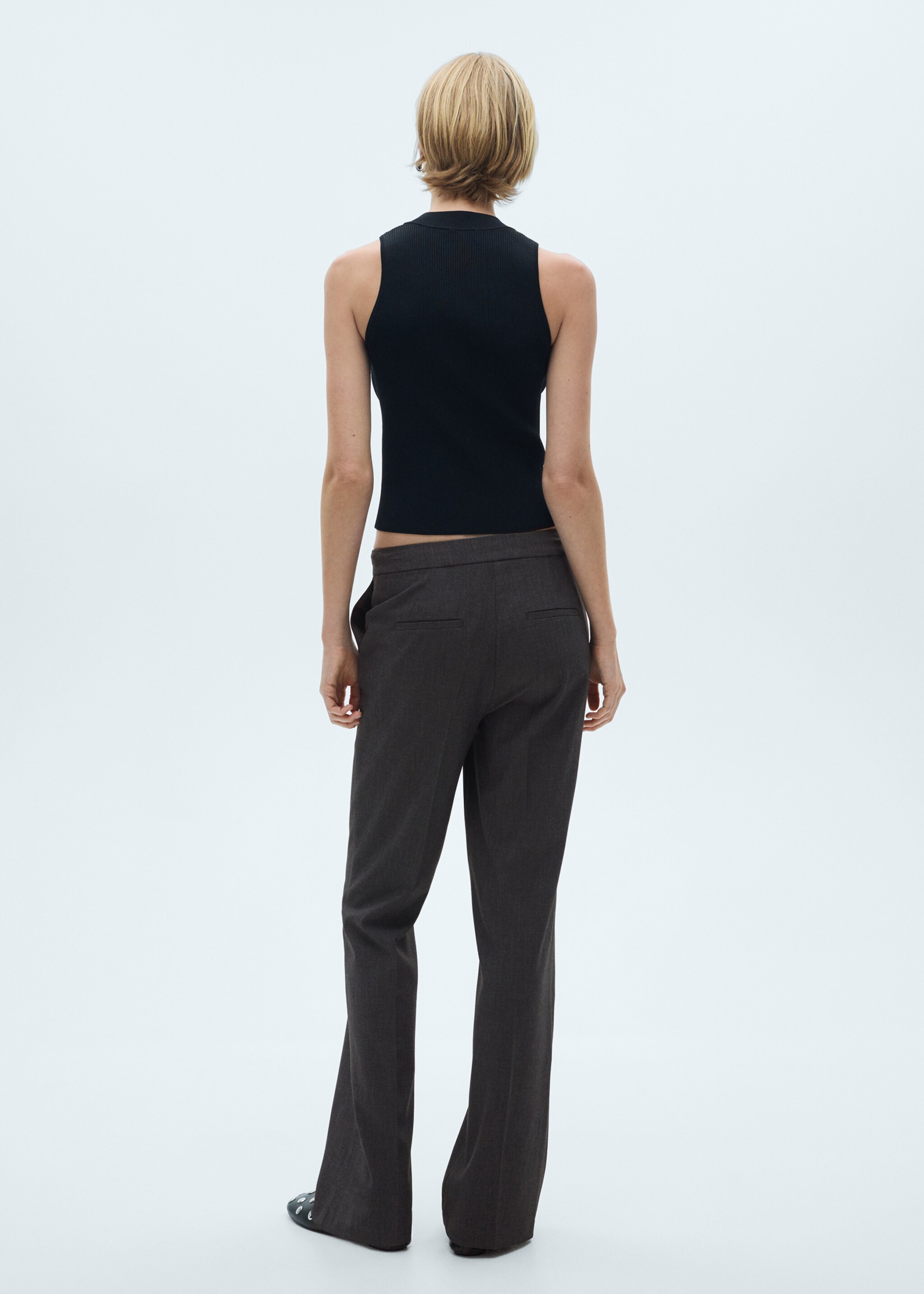Flared suit trousers - Reverse of the article, Grey. Ref: 77026725-00.