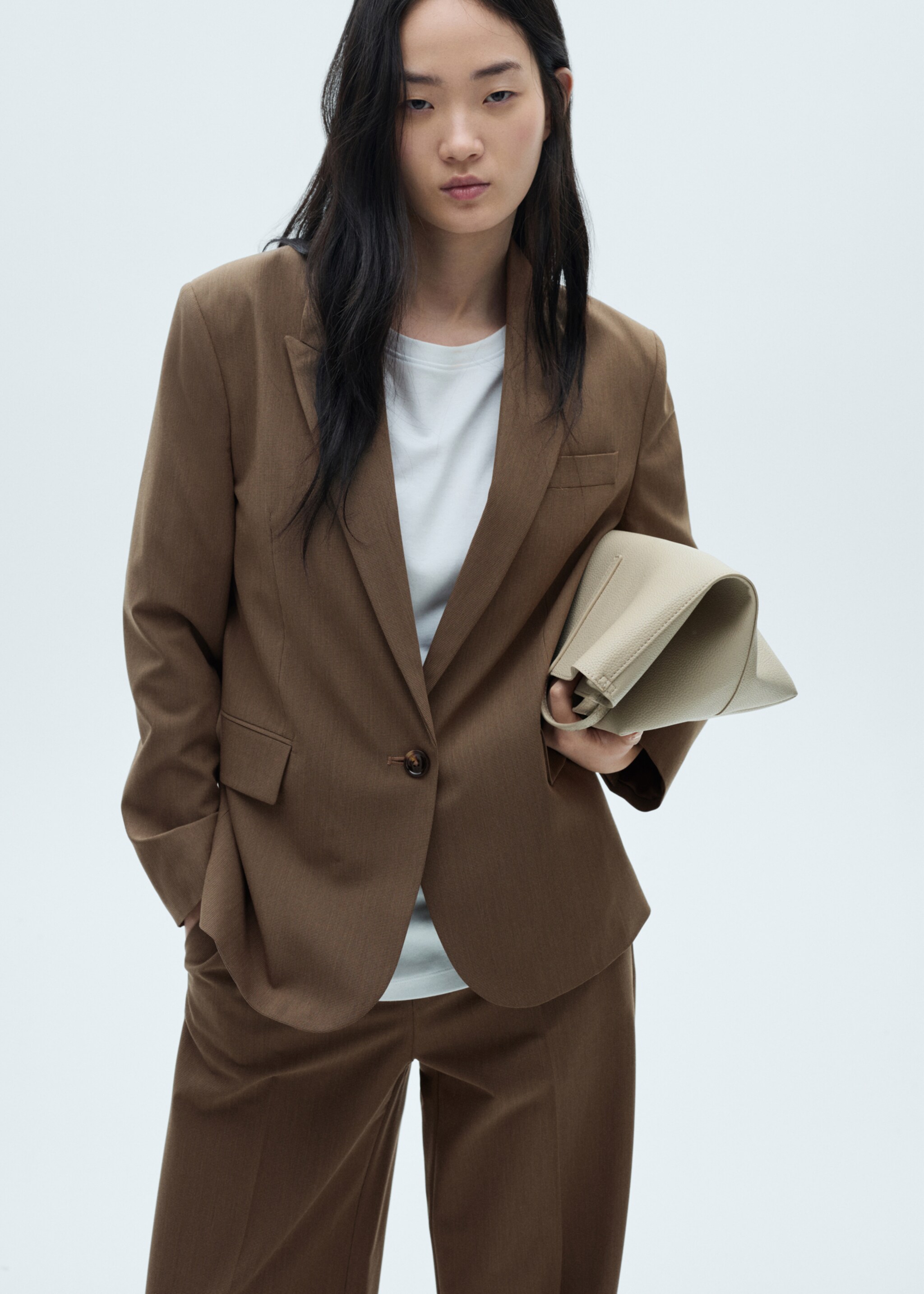 Micro-houndstooth suit jacket - Medium plane, Brown. Ref: 77026726-00.