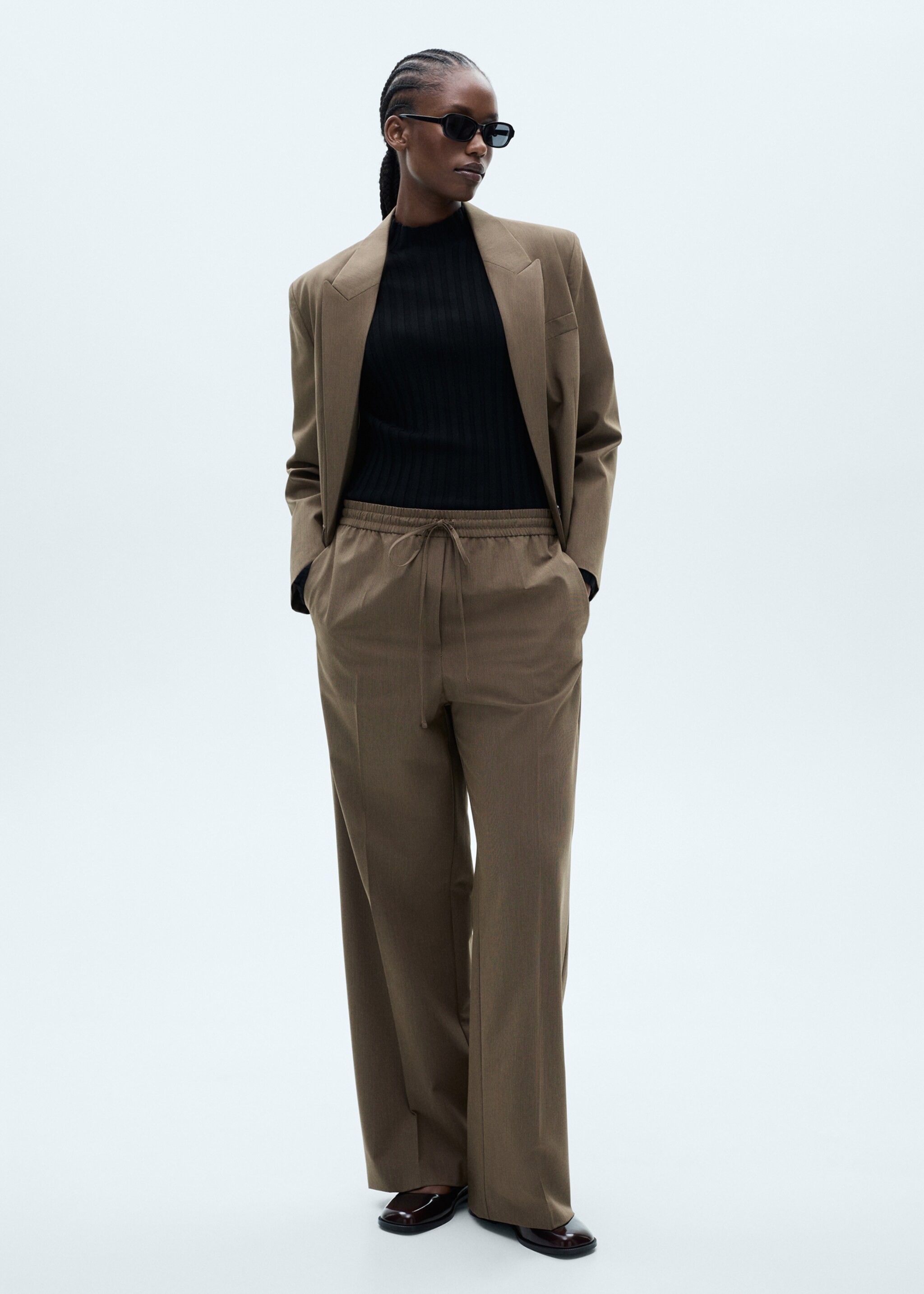 Micro-houndstooth suit jacket - Details of the article 3, Brown. Ref: 77026726-00.
