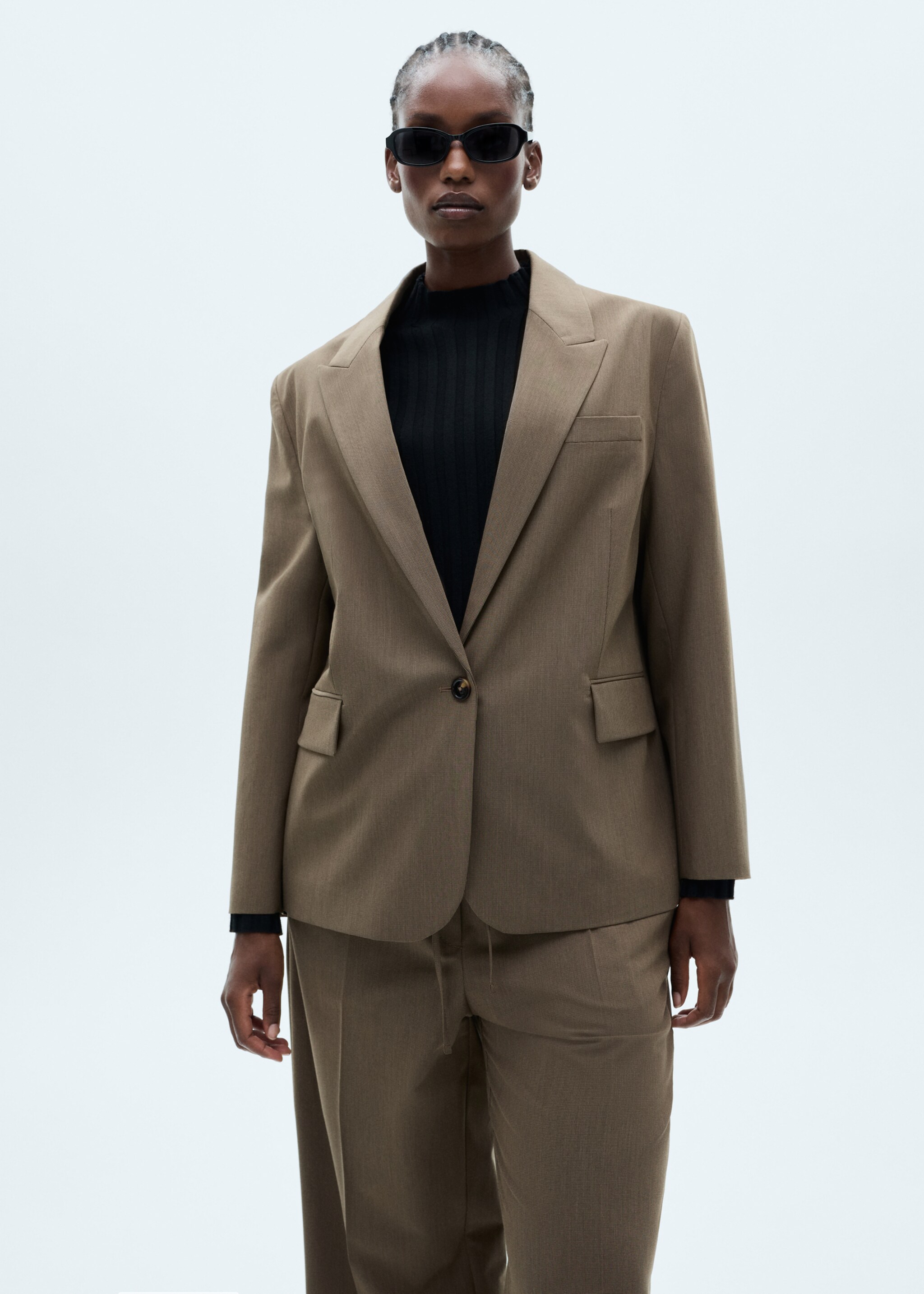 Micro-houndstooth suit jacket - Details of the article 5, Brown. Ref: 77026726-00.
