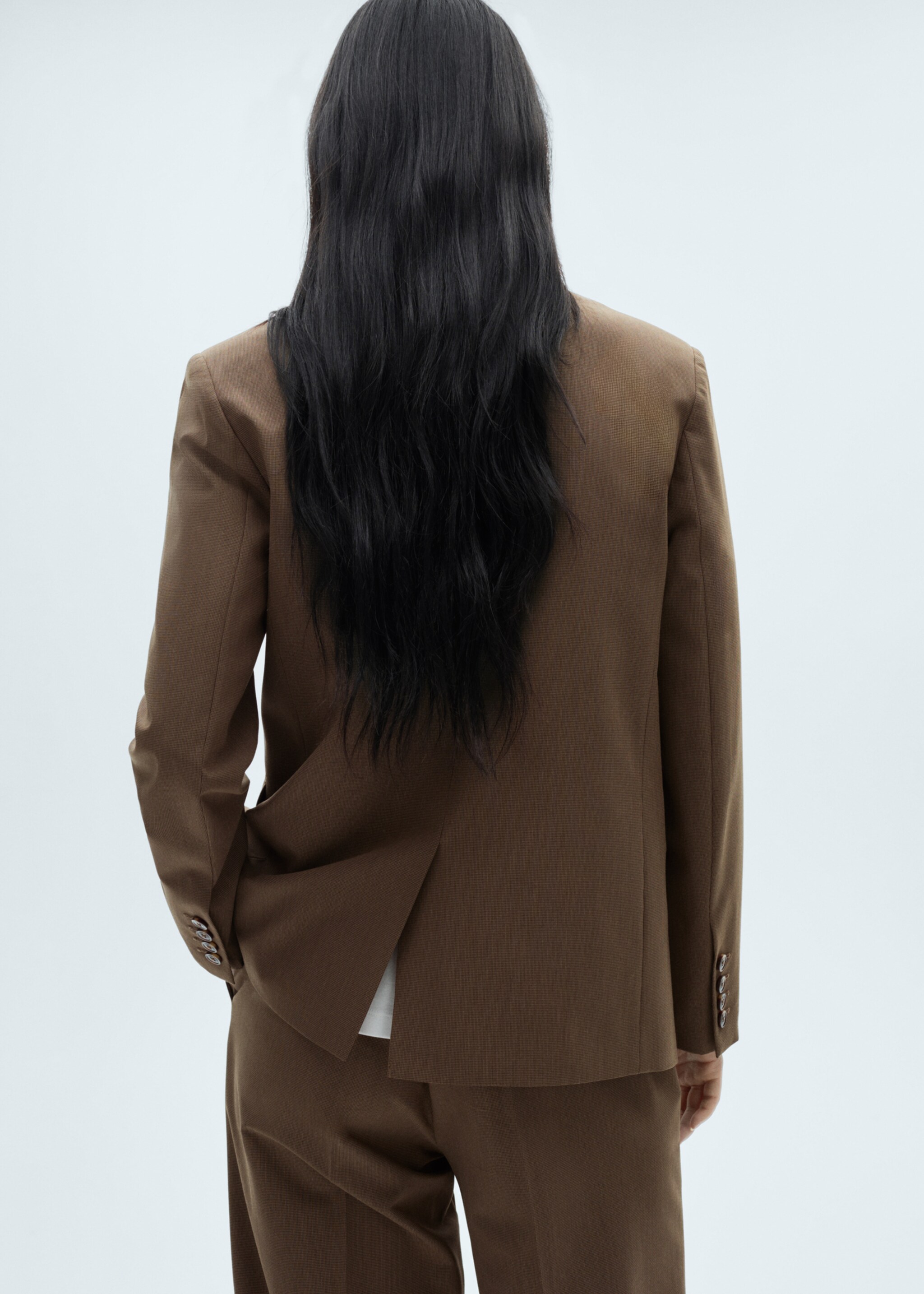 Micro-houndstooth suit jacket - Reverse of the article, Brown. Ref: 77026726-00.