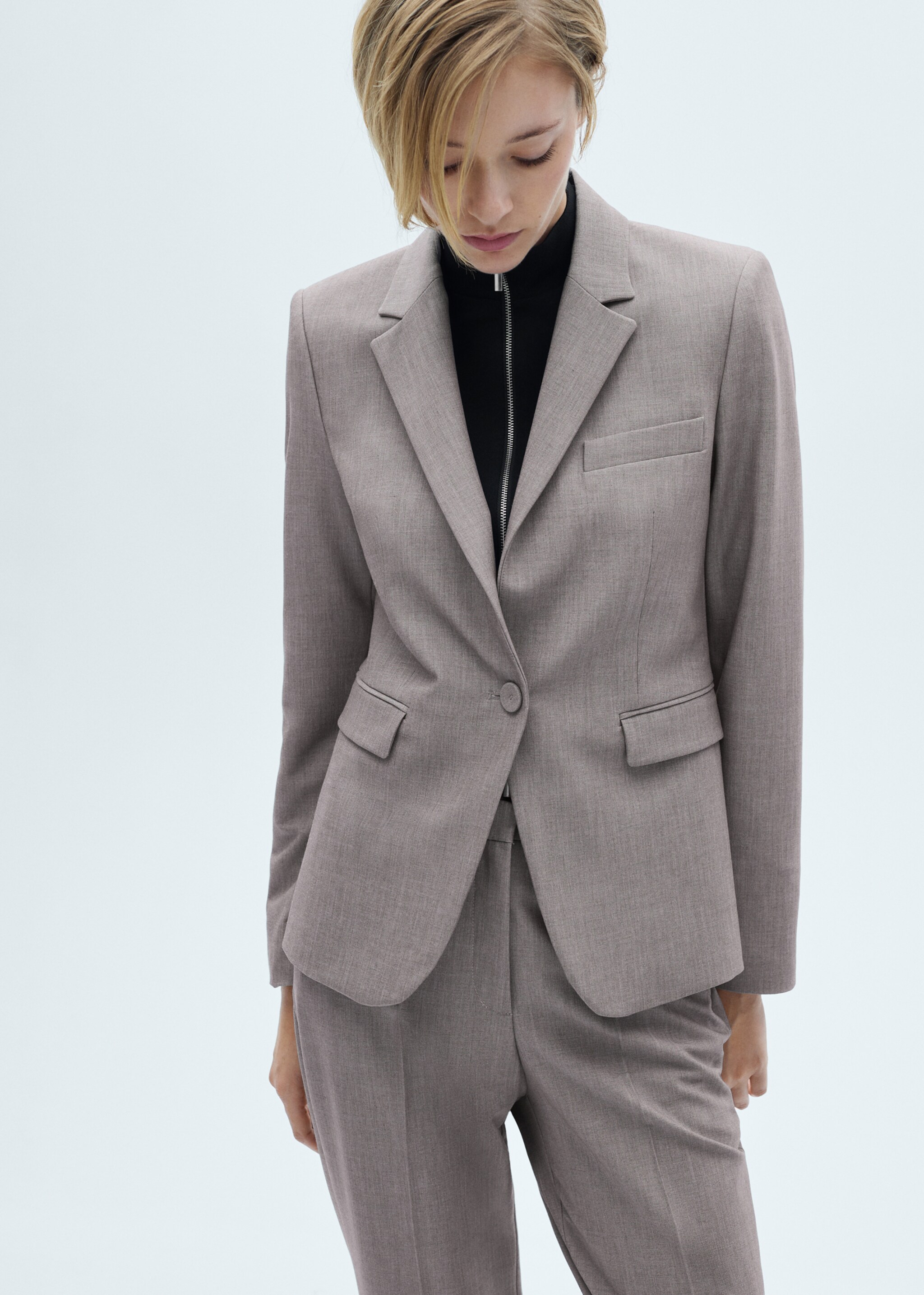 Straight-fit suit jacket - Medium plane, Grey. Ref: 77026728-00.