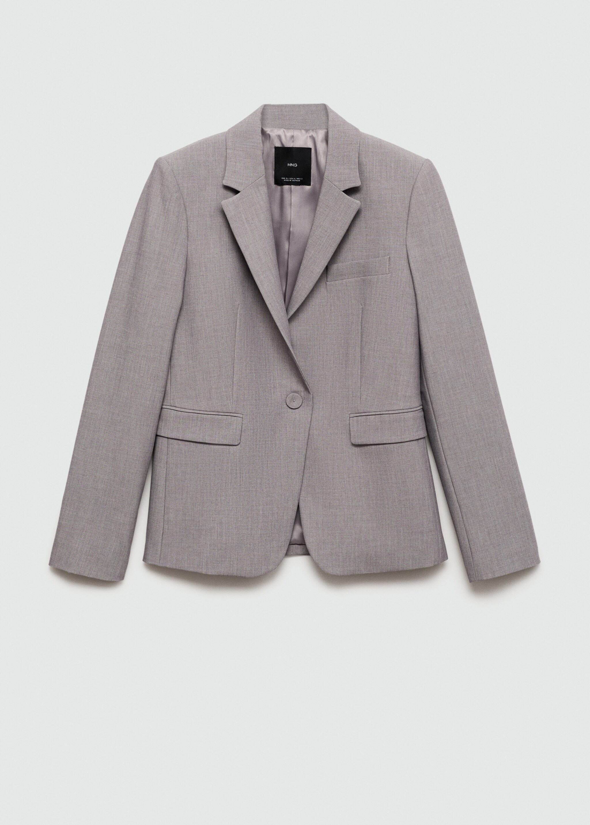 Straight-fit suit jacket - Article without model, Grey. Ref: 77026728-00.