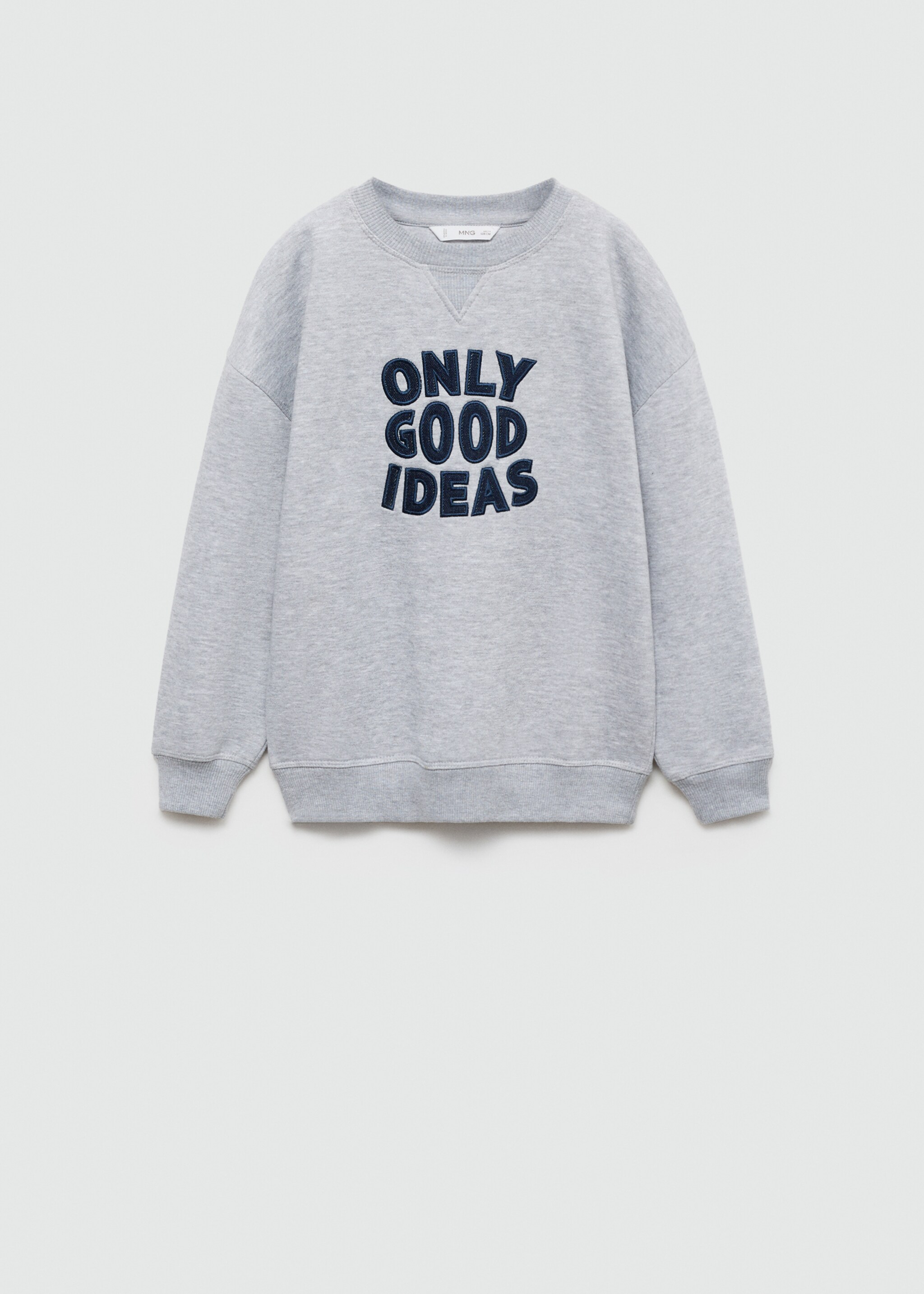 Embroidered detail cotton sweatshirt - Article without model, Medium Heather Grey. Ref: 77026731-00.