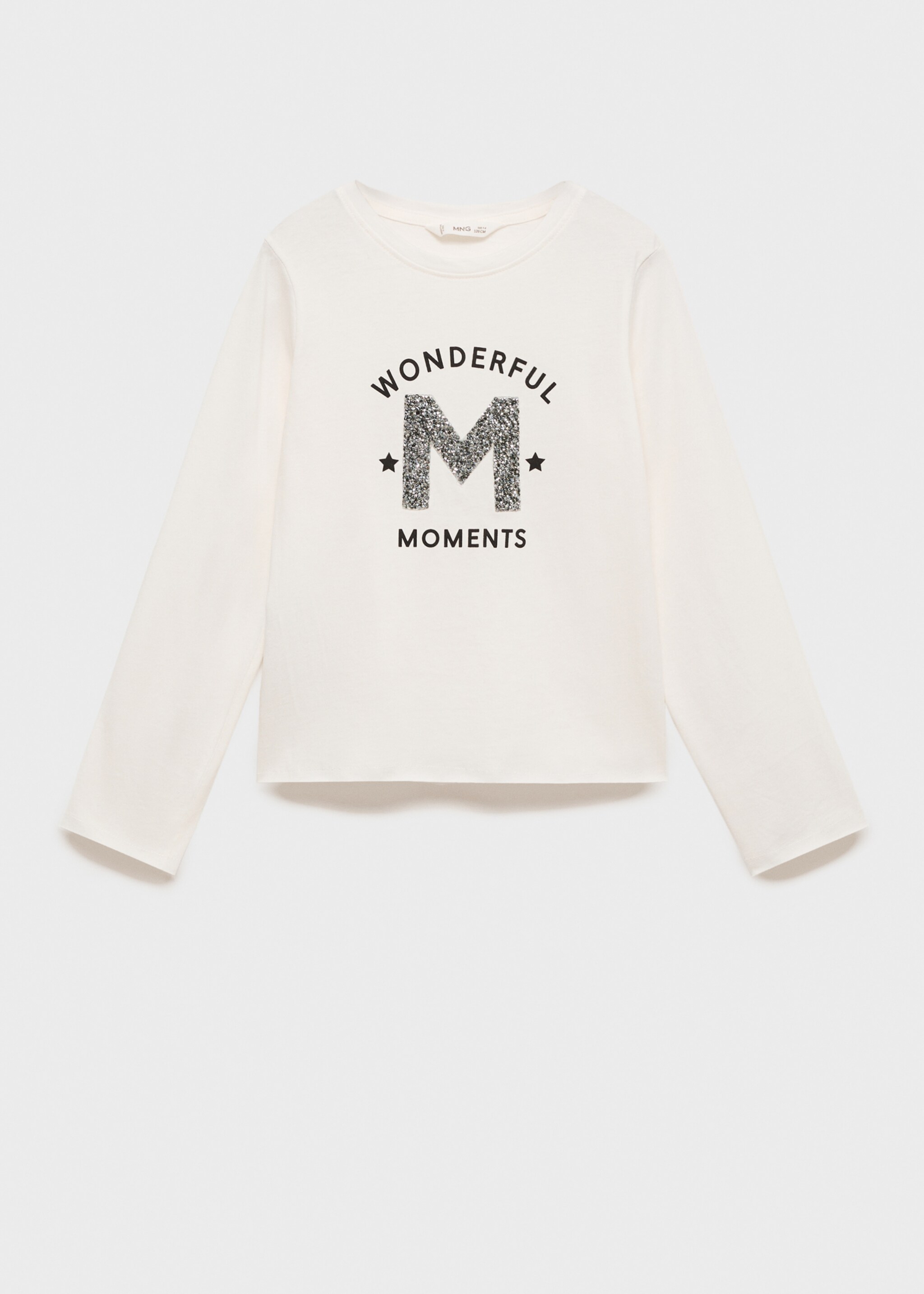 Glitter print T-shirt - Article without model, Off White. Ref: 77026736-00.