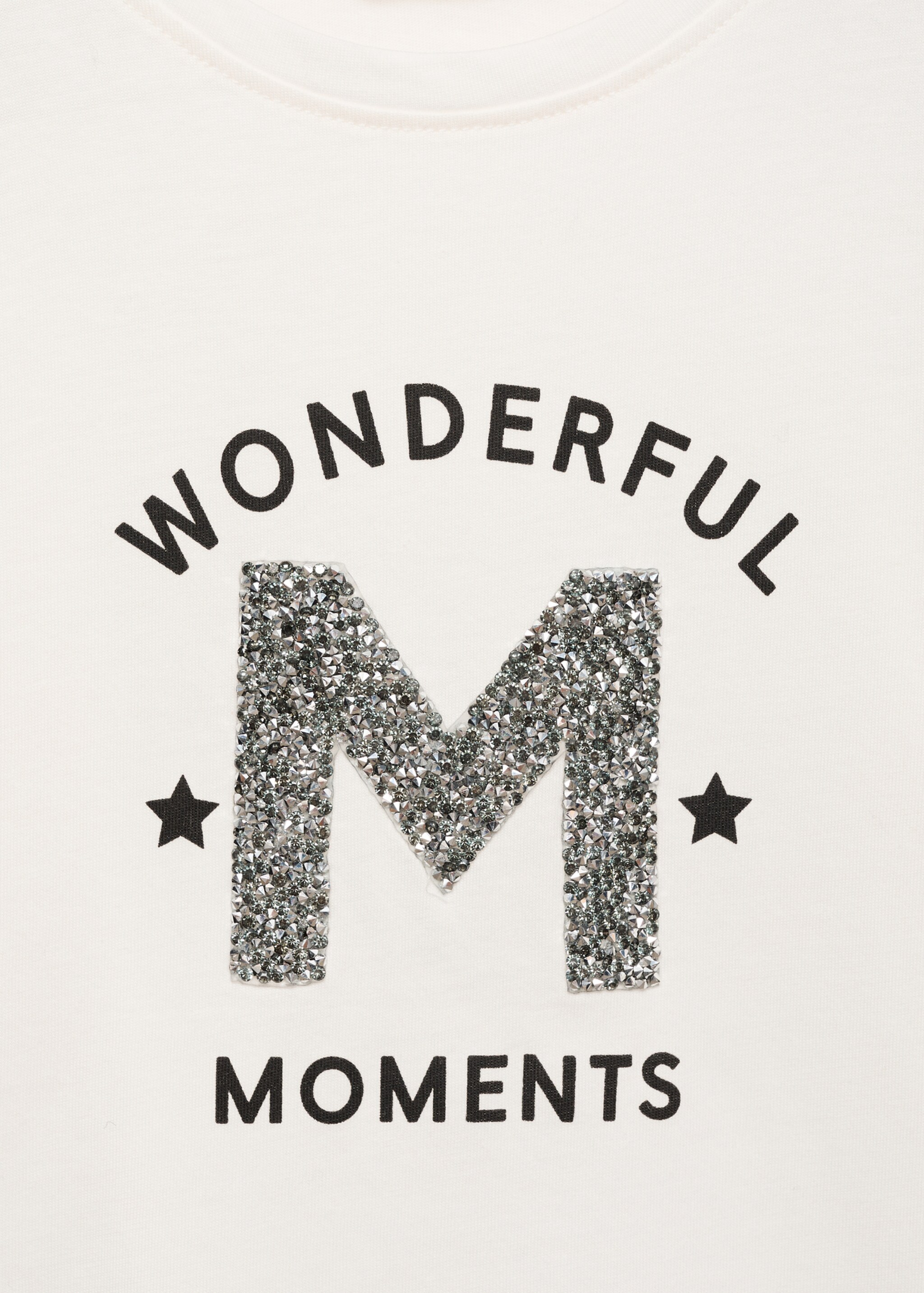 Glitter print T-shirt - Details of the article 8, Off White. Ref: 77026736-00.
