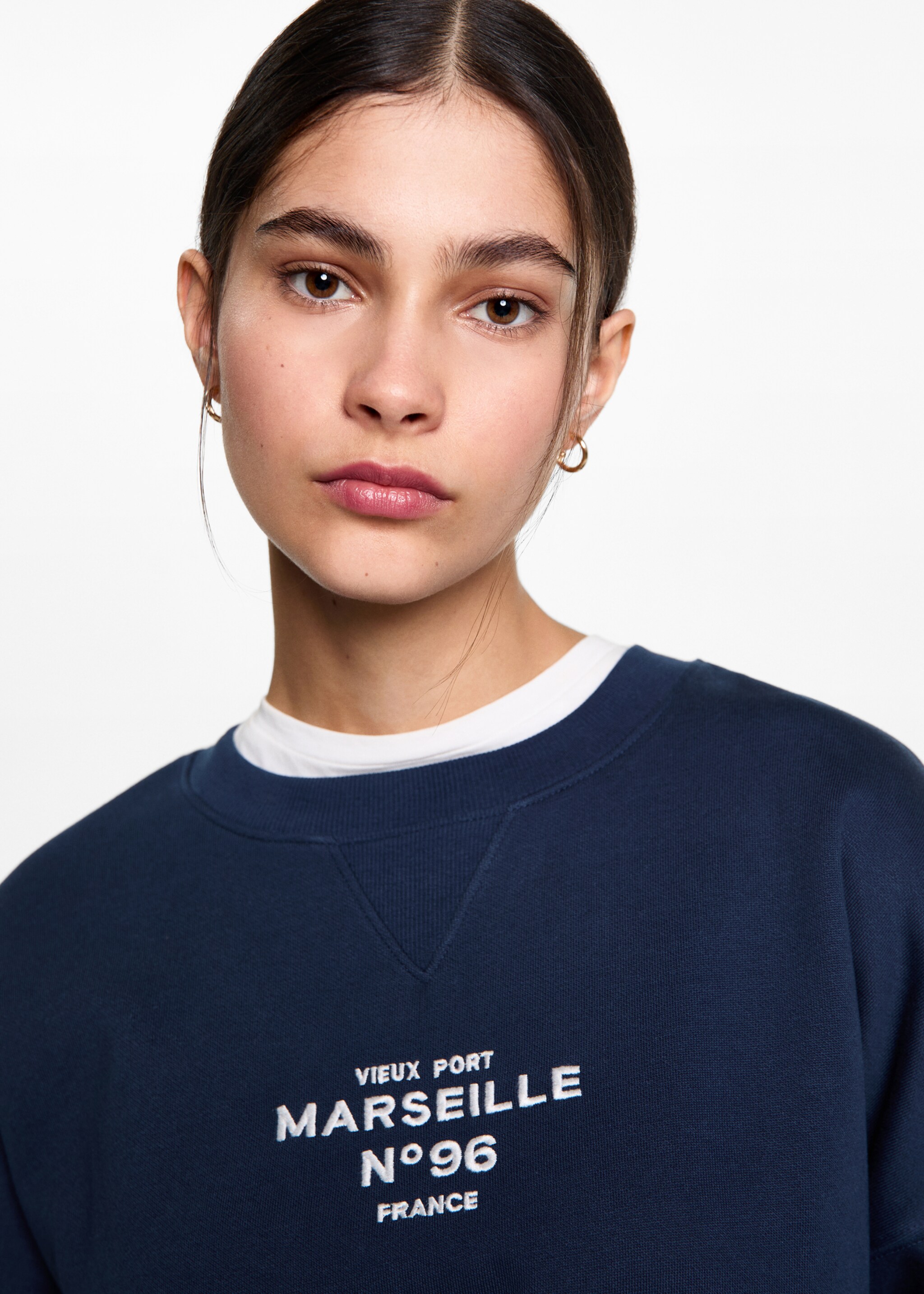 Printed cotton sweatshirt - Details of the article 1, Blue. Ref: 77026737-00.