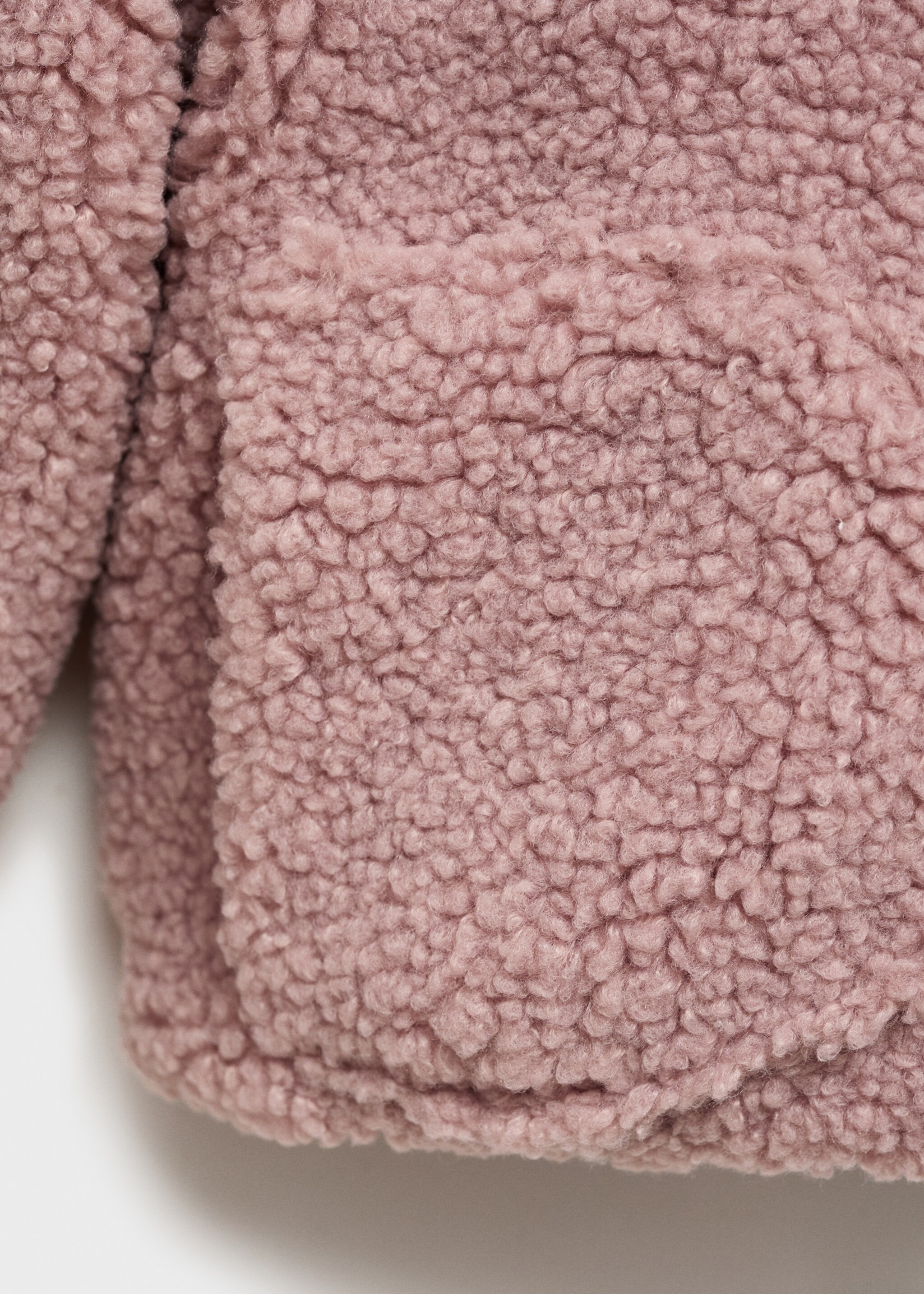 Shearling-effect hooded coat - Details of the article 0, Pink. Ref: 77026740-00.