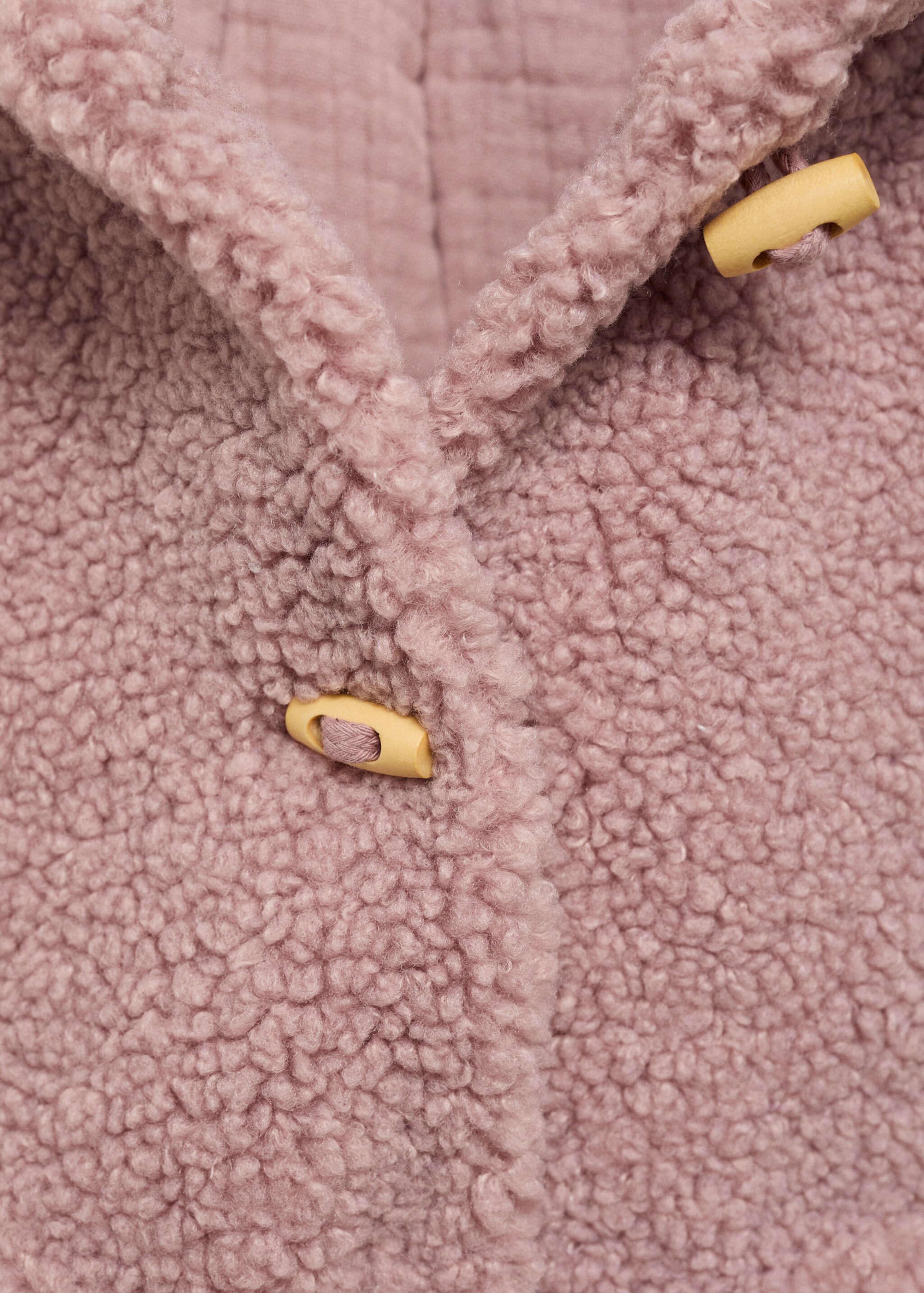 Shearling-effect hooded coat - Details of the article 8, Pink. Ref: 77026740-00.