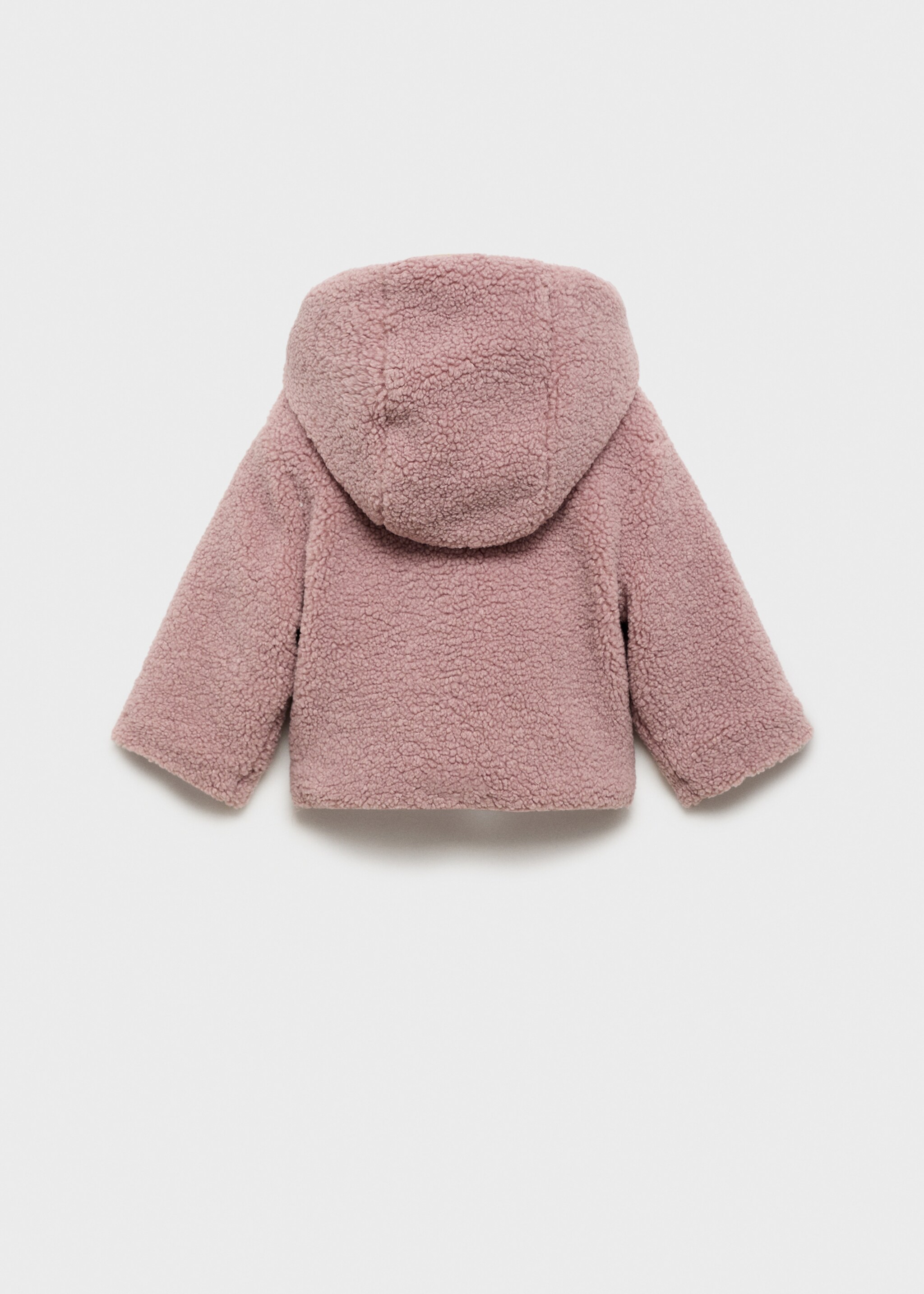 Shearling-effect hooded coat - Reverse of the article, Pink. Ref: 77026740-00.