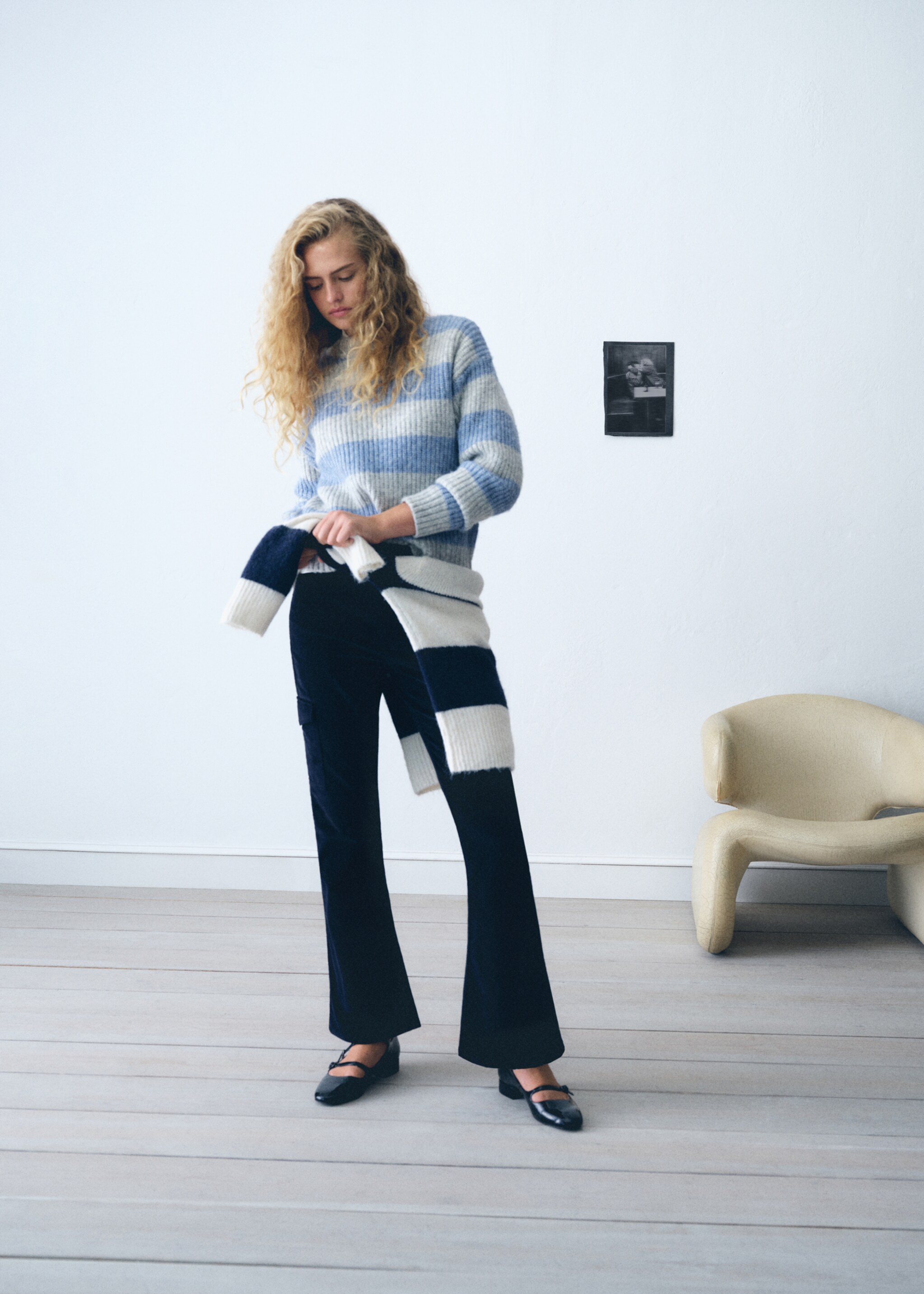 Samtane hlače s džepovima - Detalji artikla 5, Tamnoplava. Ref: 77026742-00.