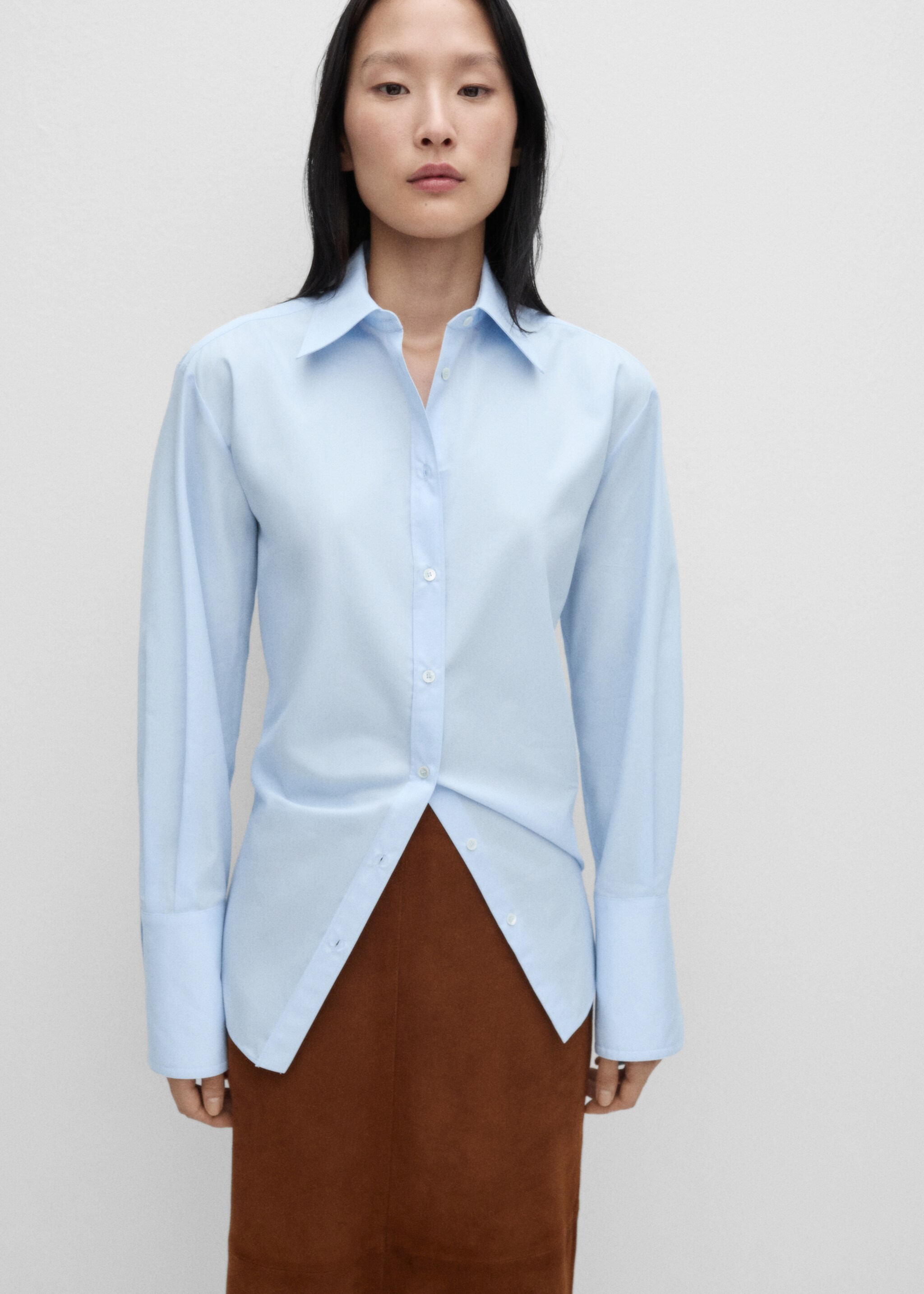 Oversize poplin shirt - Medium plane, Sky Blue. Ref: 77026746-00.