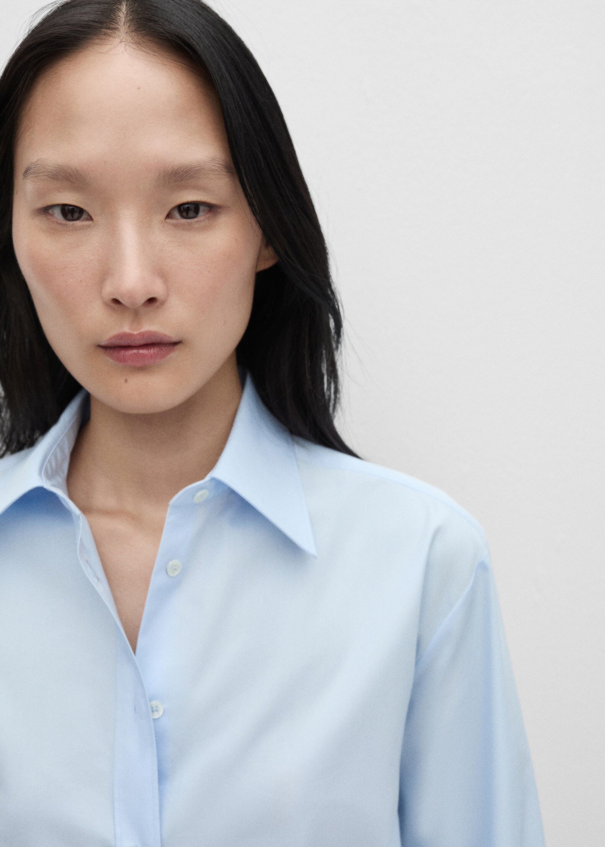 Oversize poplin shirt - Details of the article 1, Sky Blue. Ref: 77026746-00.