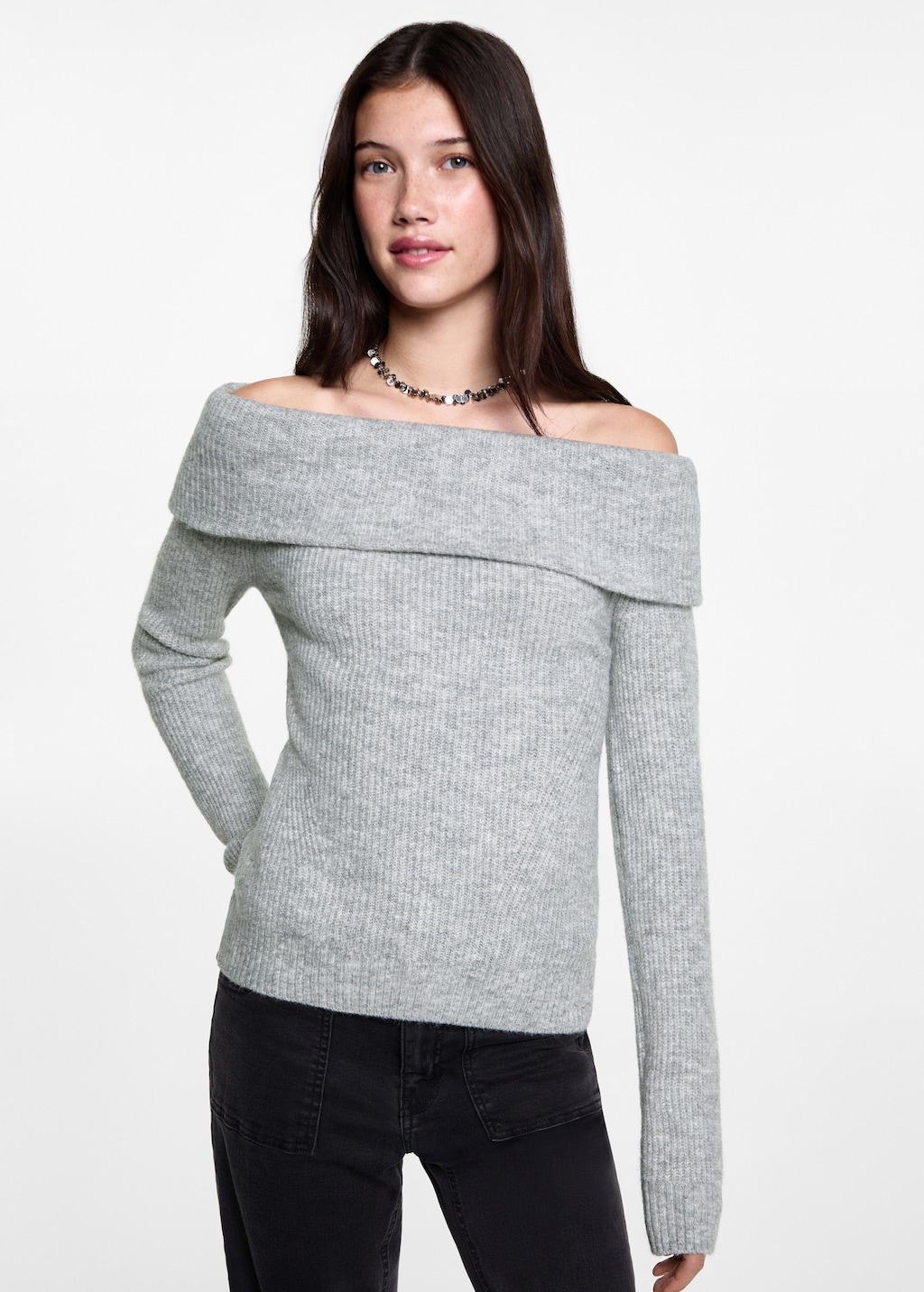 Off-the-shoulder knitted sweater - Teen Girl | MANGO OUTLET USA