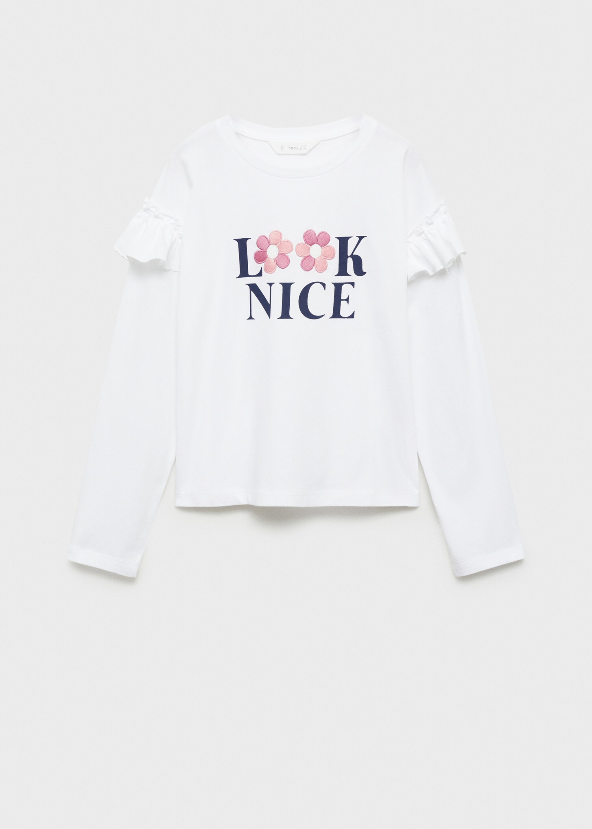 Long -sleeved t-shirt with ruffles - Article without model, Off White. Ref: 77026760-00.