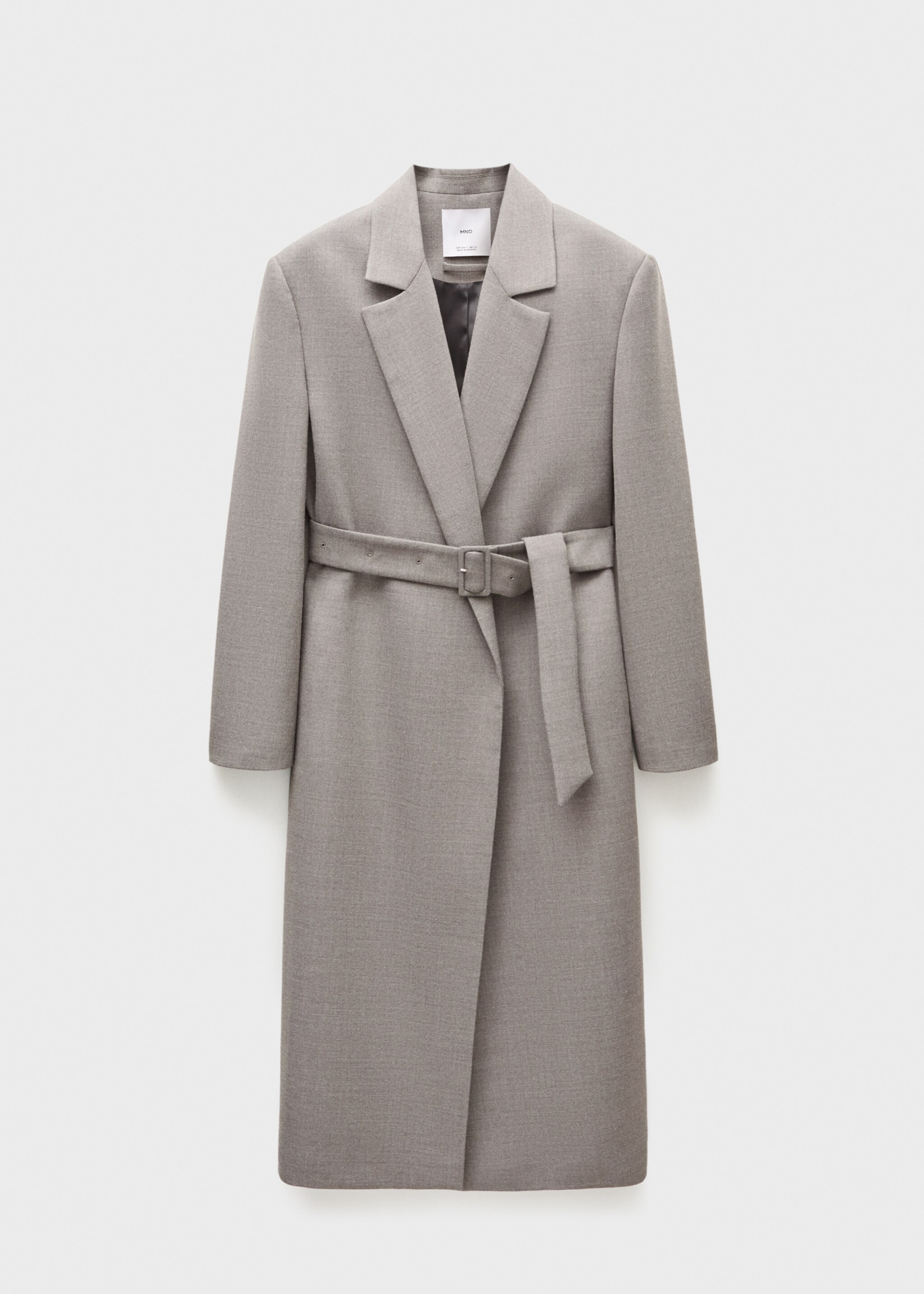 Double-breasted coat with belt - Article without model, Grey. Ref: 77026765-00.