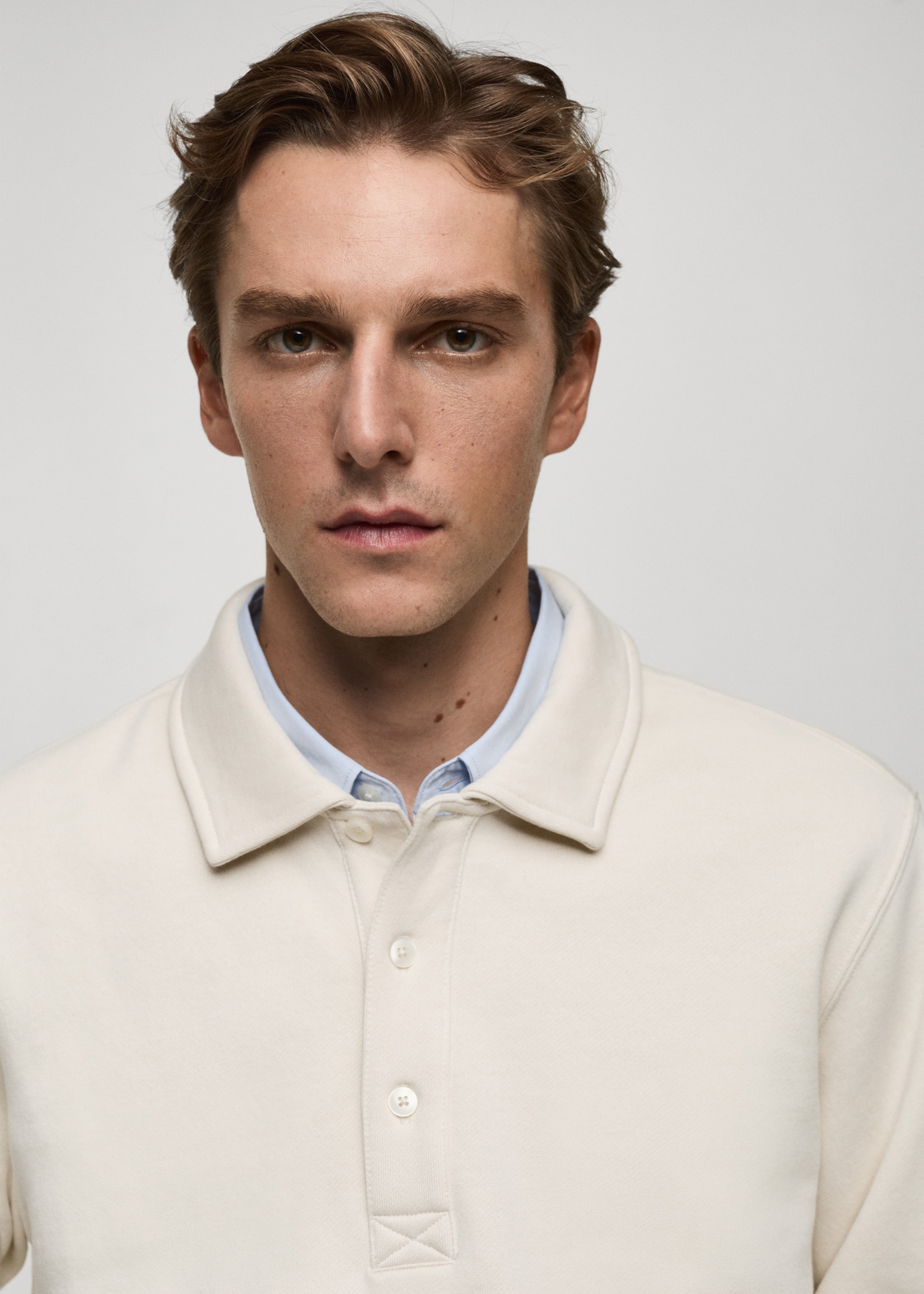 Sudadera polo mezcla algodón - Detalle del artículo 1, Crudo. Ref: 77027113-00.