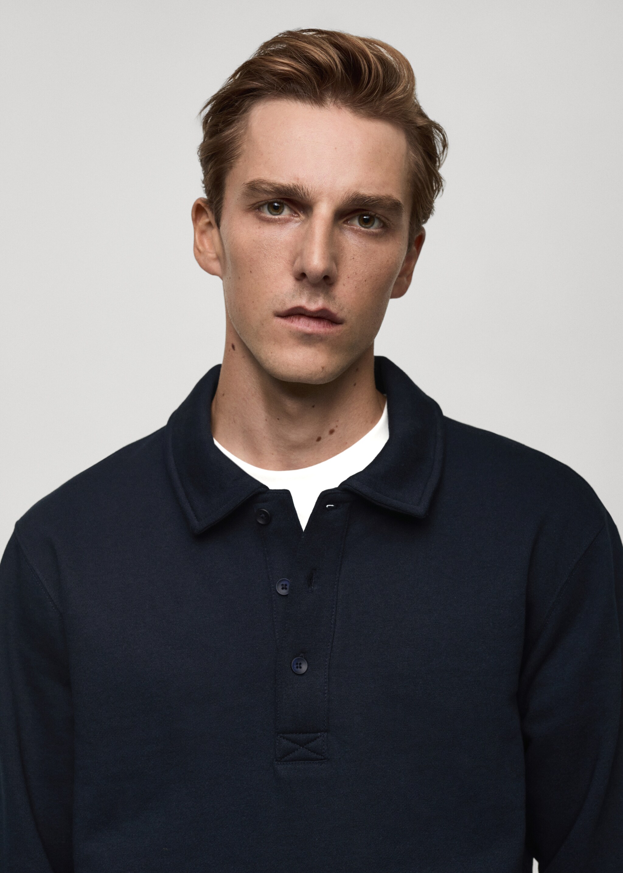 Sudadera polo mezcla algodón - Detalle del artículo 1, Azul marino oscuro. Ref: 77027113-00.