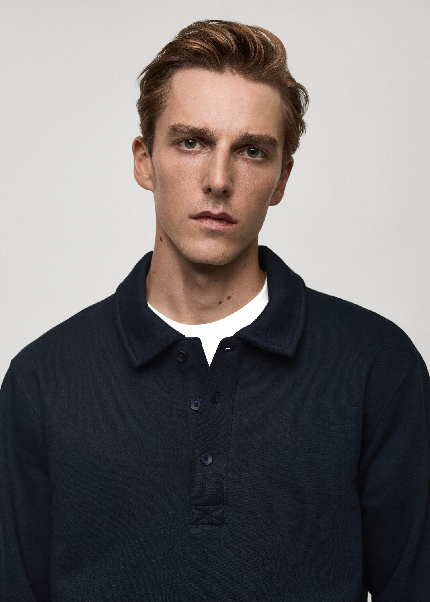Cotton-blend polo sweatshirt - Details of the article 1