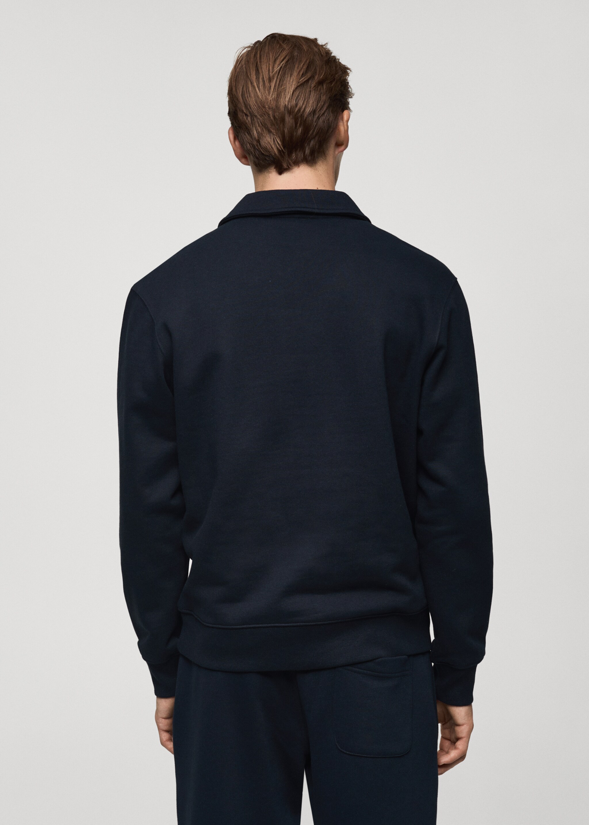 Sudadera polo mezcla algodón - Reverso del artículo, Azul marino oscuro. Ref: 77027113-00.