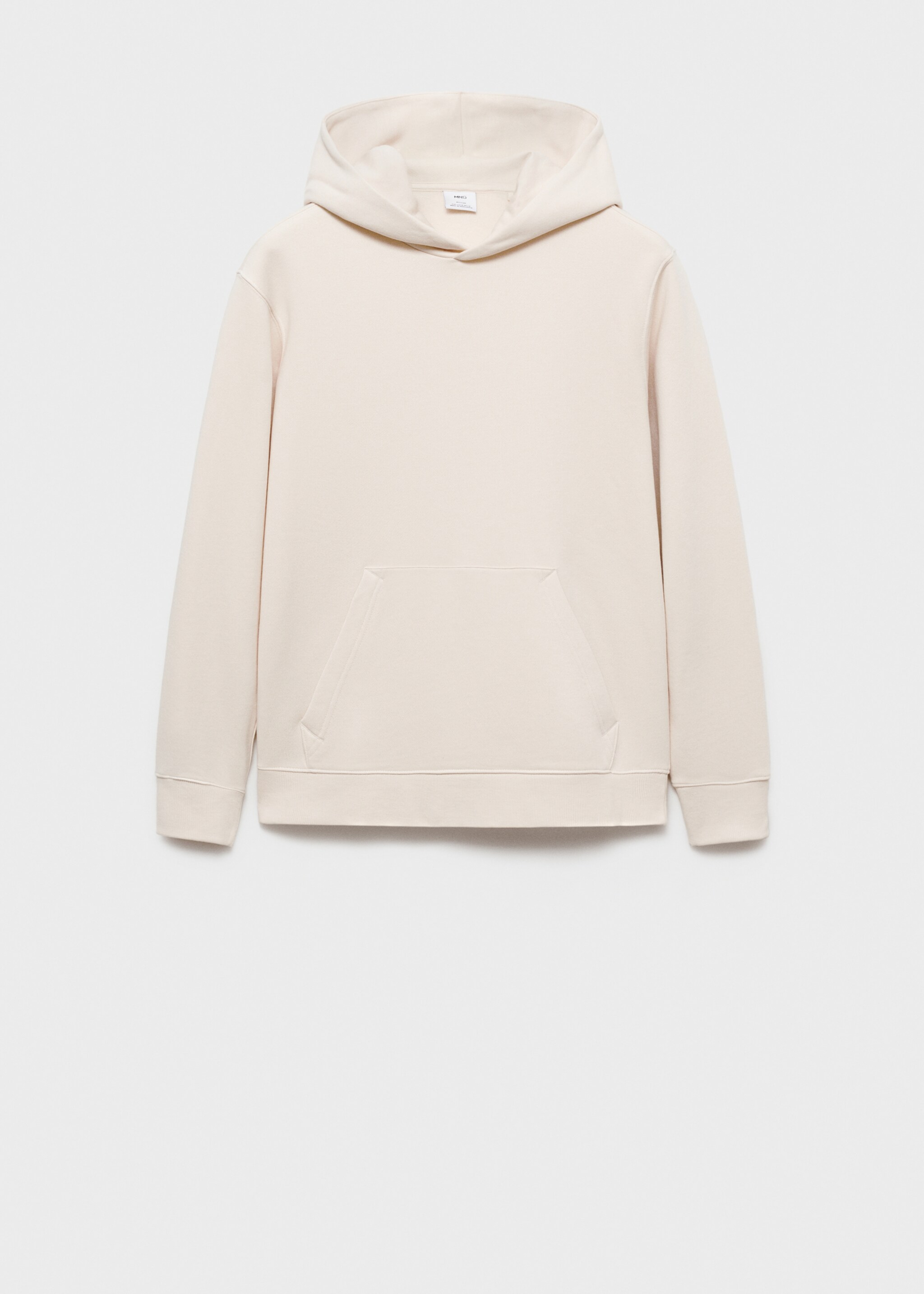 Cotton kangaroo-hooded sweatshirt - Article without model, Ecru. Ref: 77027115-00.