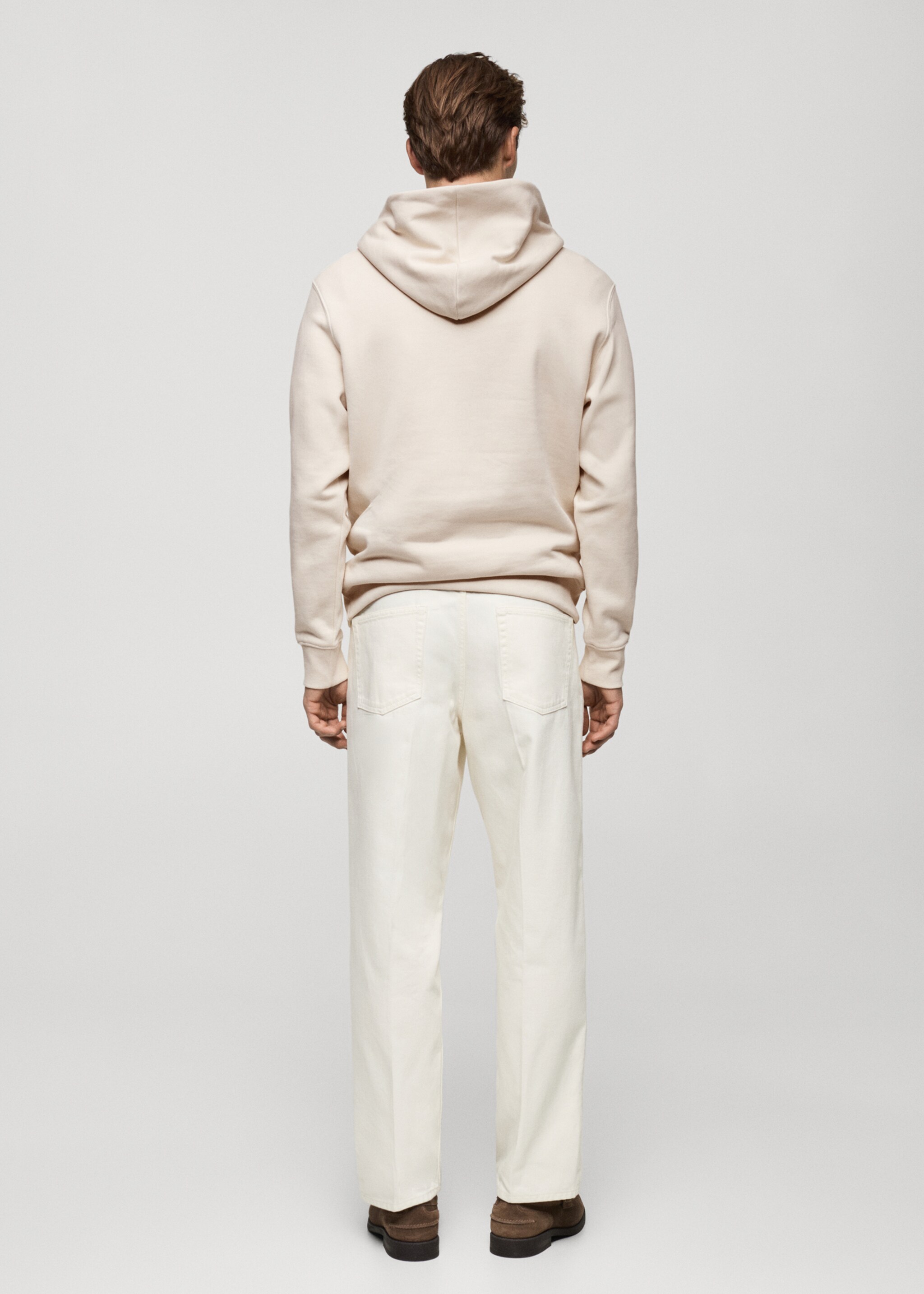 Cotton kangaroo-hooded sweatshirt - Reverse of the article, Ecru. Ref: 77027115-00.