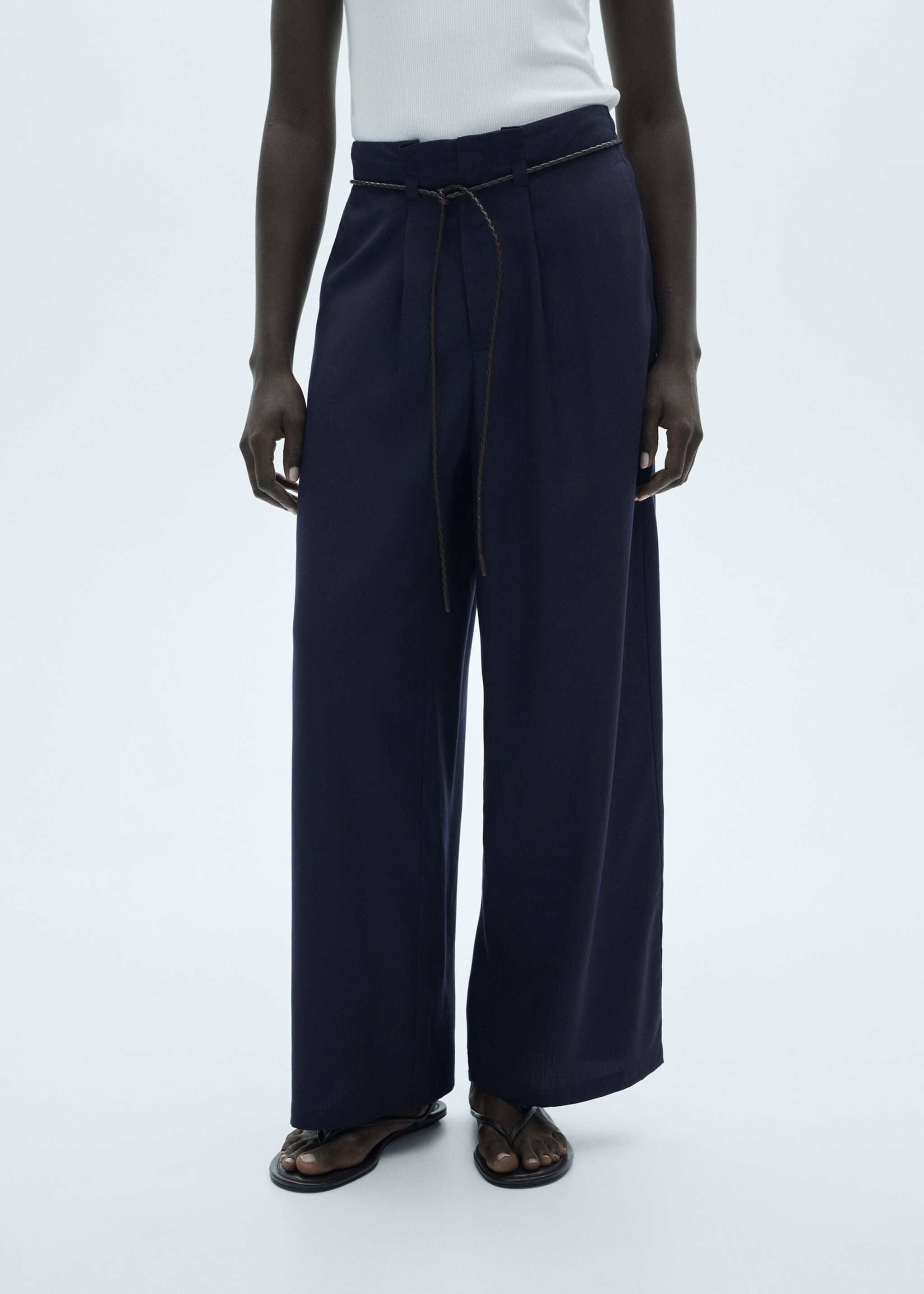 Lyocell trousers with adjustable drawstring - Medium plane