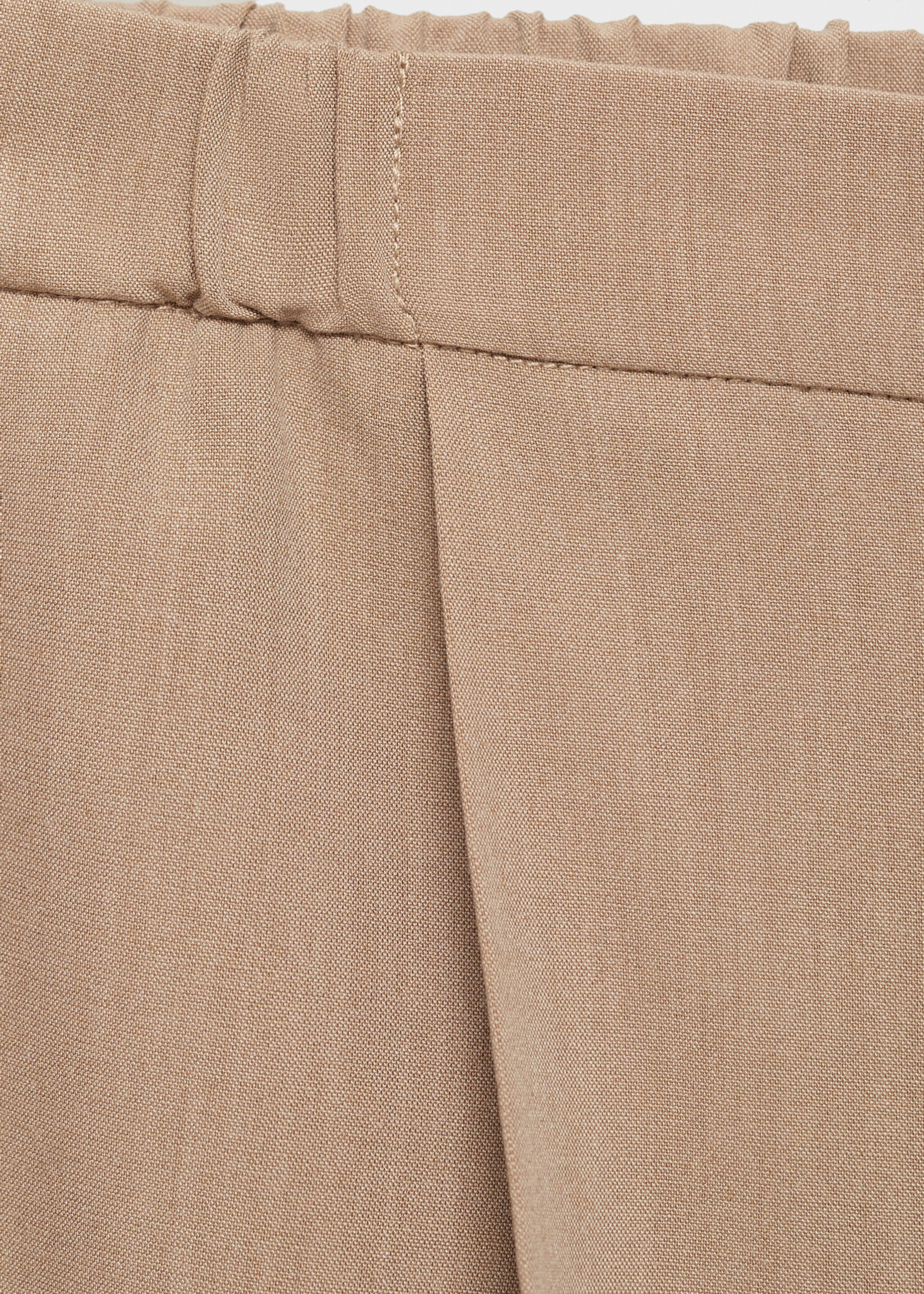 Elastic waist suit trousers - Details of the article 8, Beige. Ref: 77027649-00.
