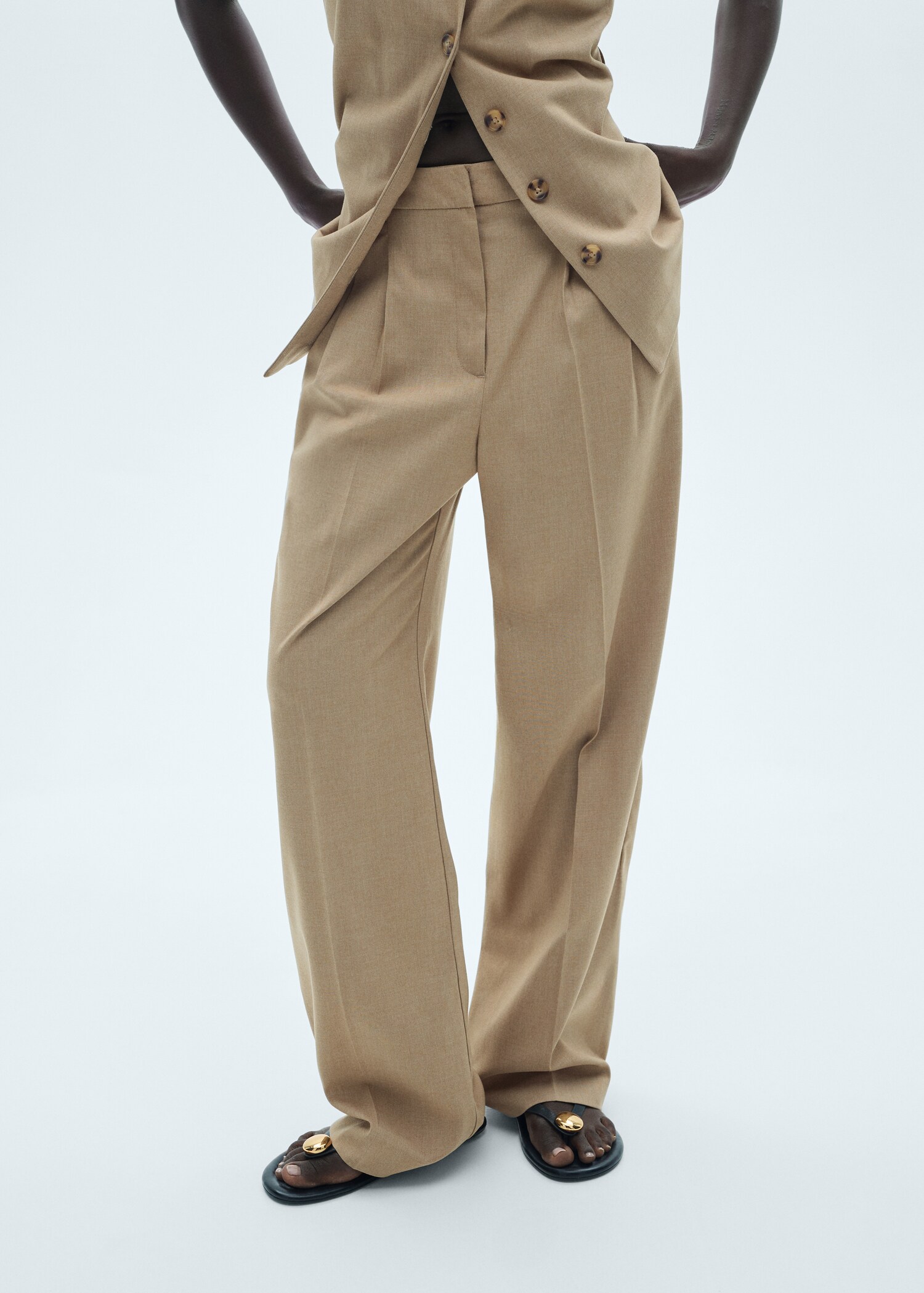 Pantalon droit pinces - Plan moyen
