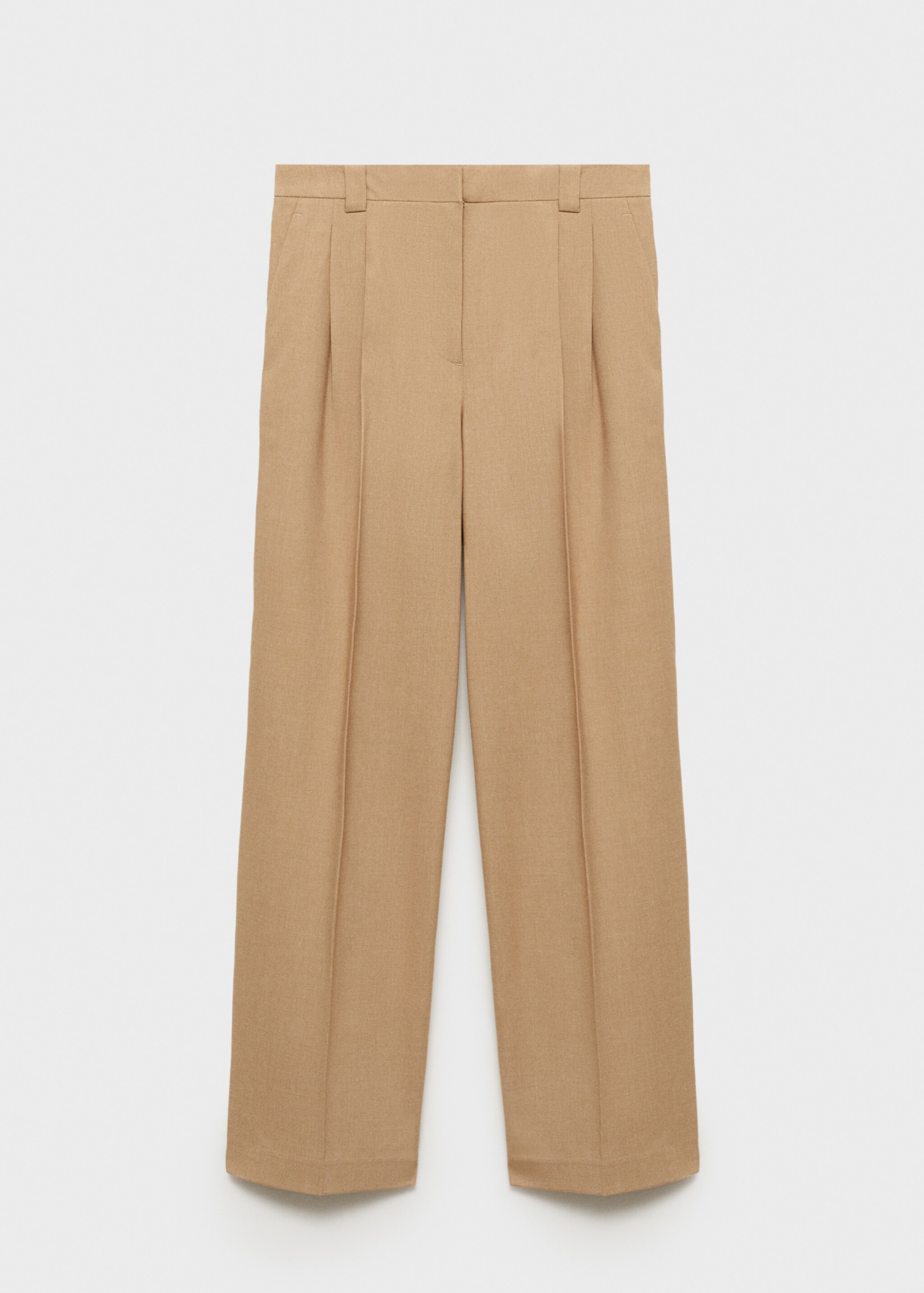 Straight-fit pleated trousers - Article without model, Beige. Ref: 77027650-00.