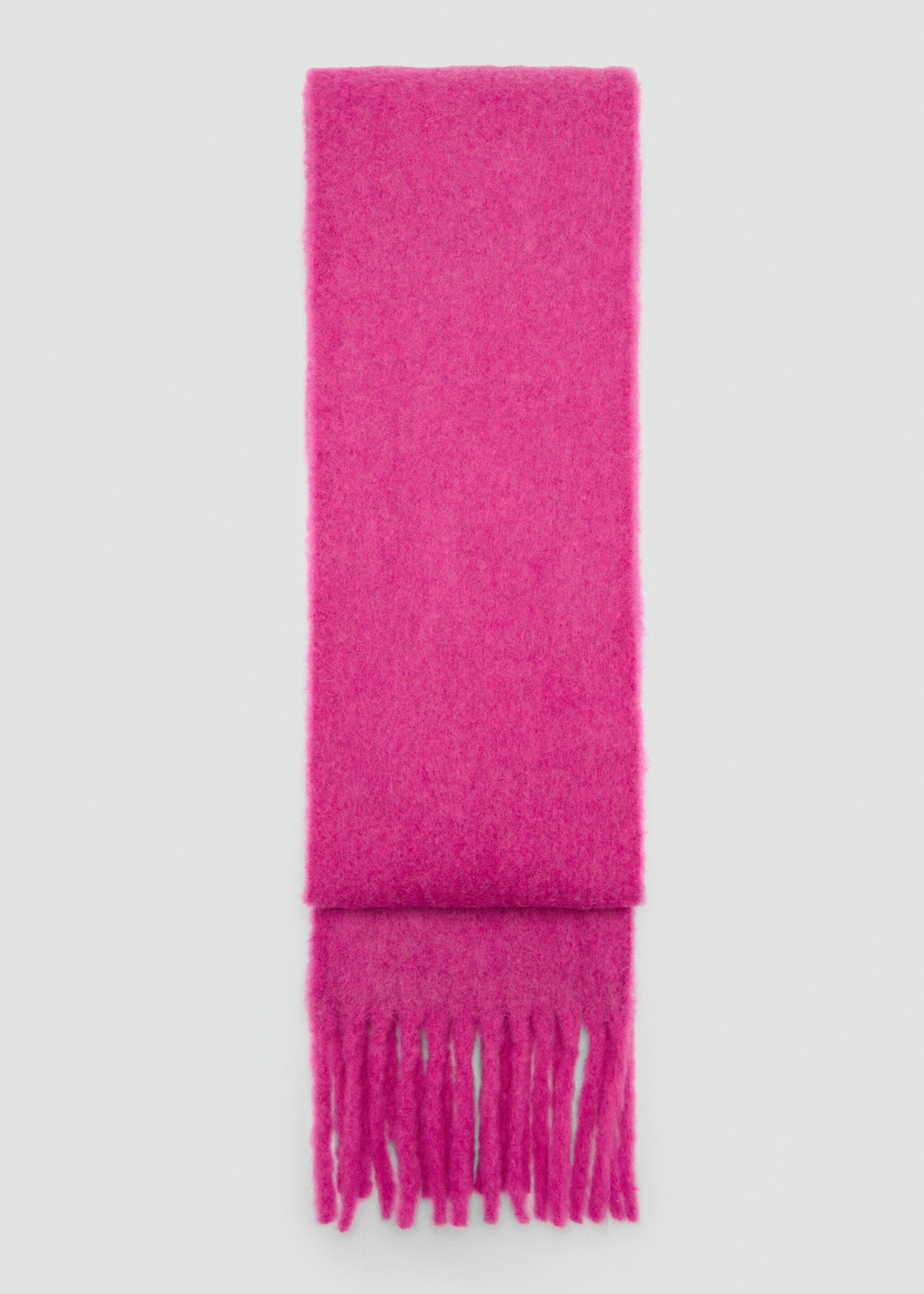 Wool-blend scarf with fringes - Article without model, Pink. Ref: 77027651-00.