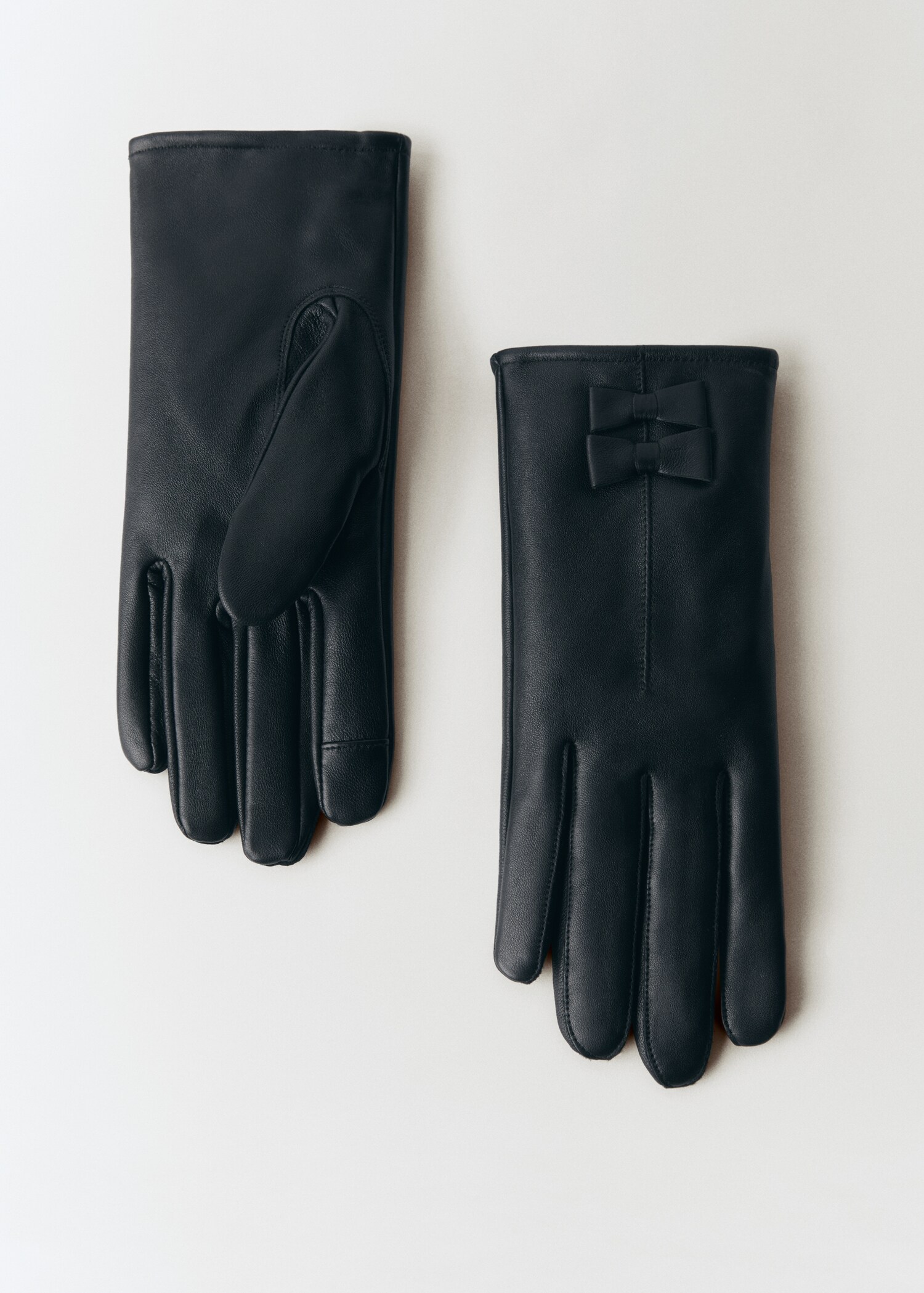 Lederhandschuhe mit Schleifendetail - Artikel ohne Model