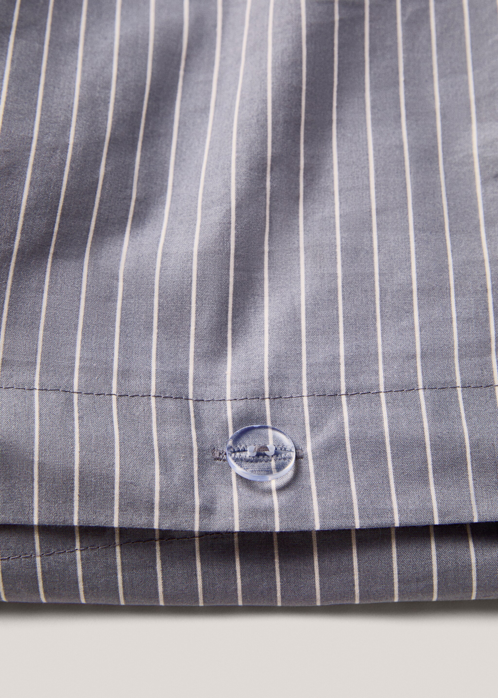 Percale cotton striped duvet cover for 150cm bed - Details of the article 2, Blue. Ref: 77027666-00.