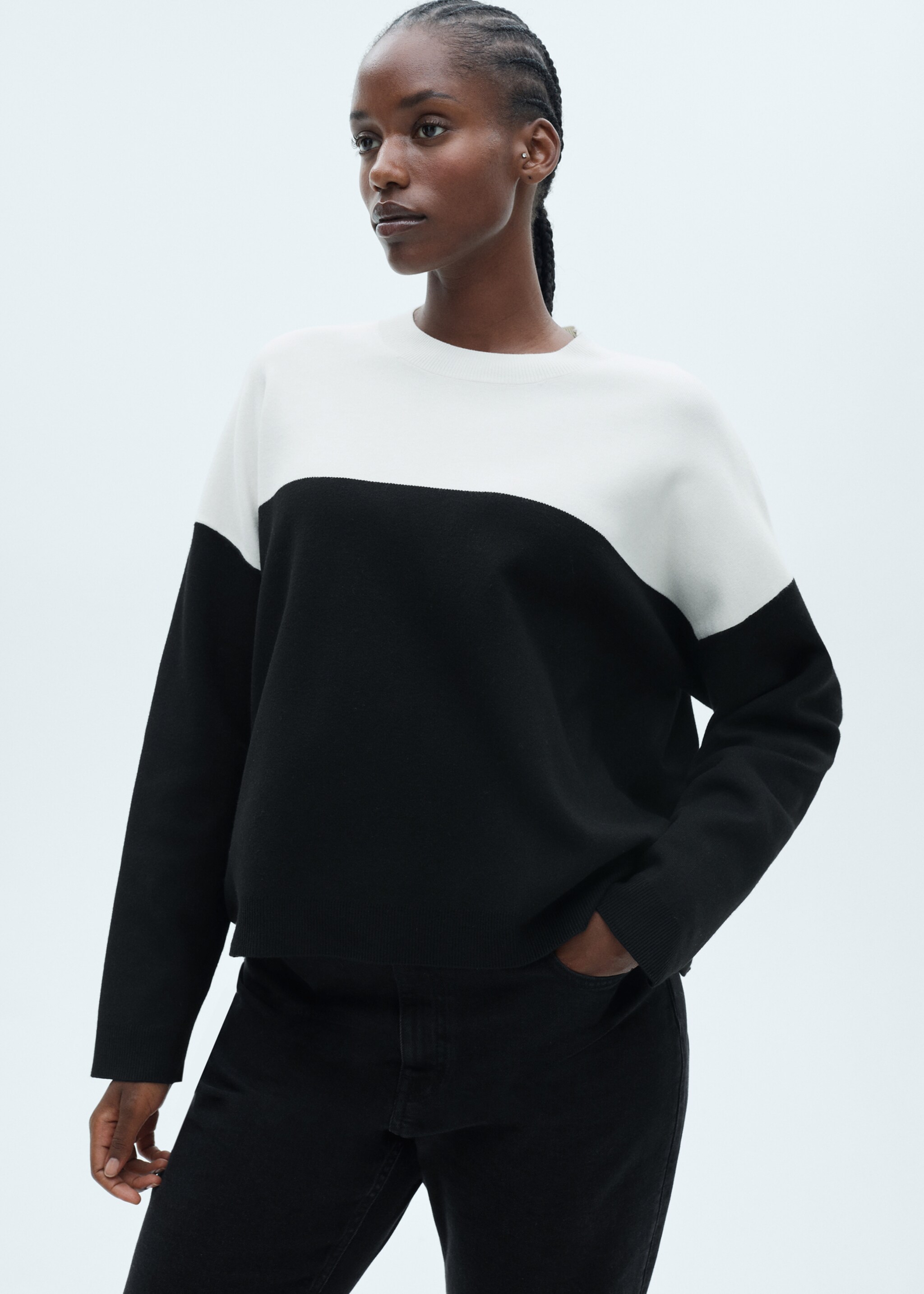 Jersei bicolor coll perkins - Detall de l'article 5, Negre. Ref: 77027670-00.
