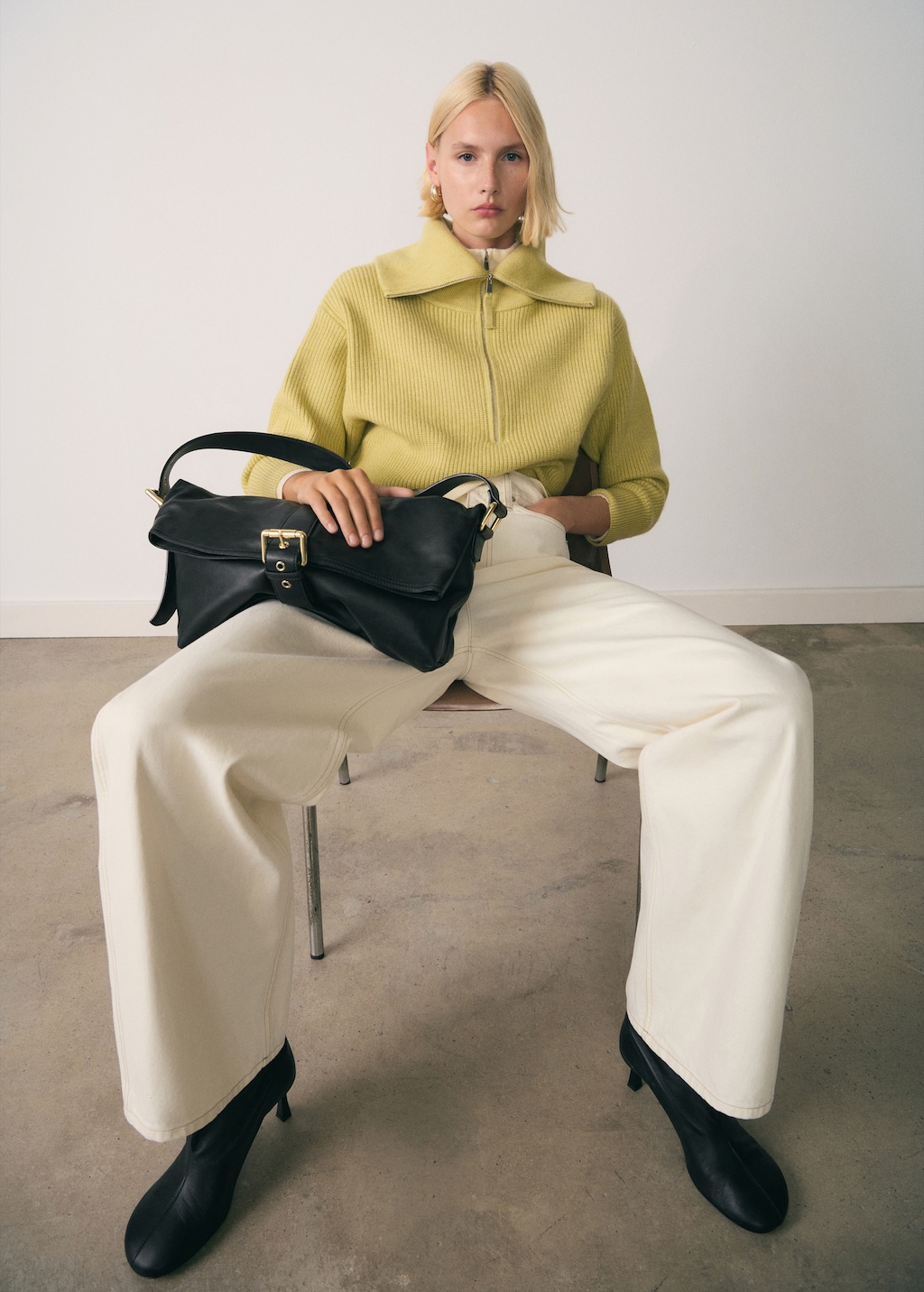 Zip neck jumper - Women | MANGO OUTLET USA