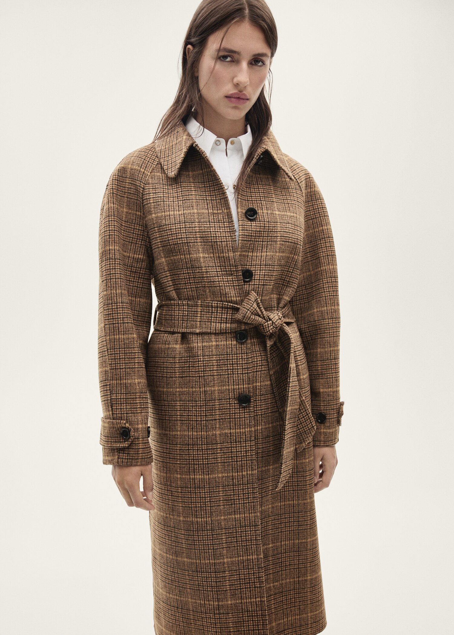 Wool-blend micro-houndstooth coat - Medium plane