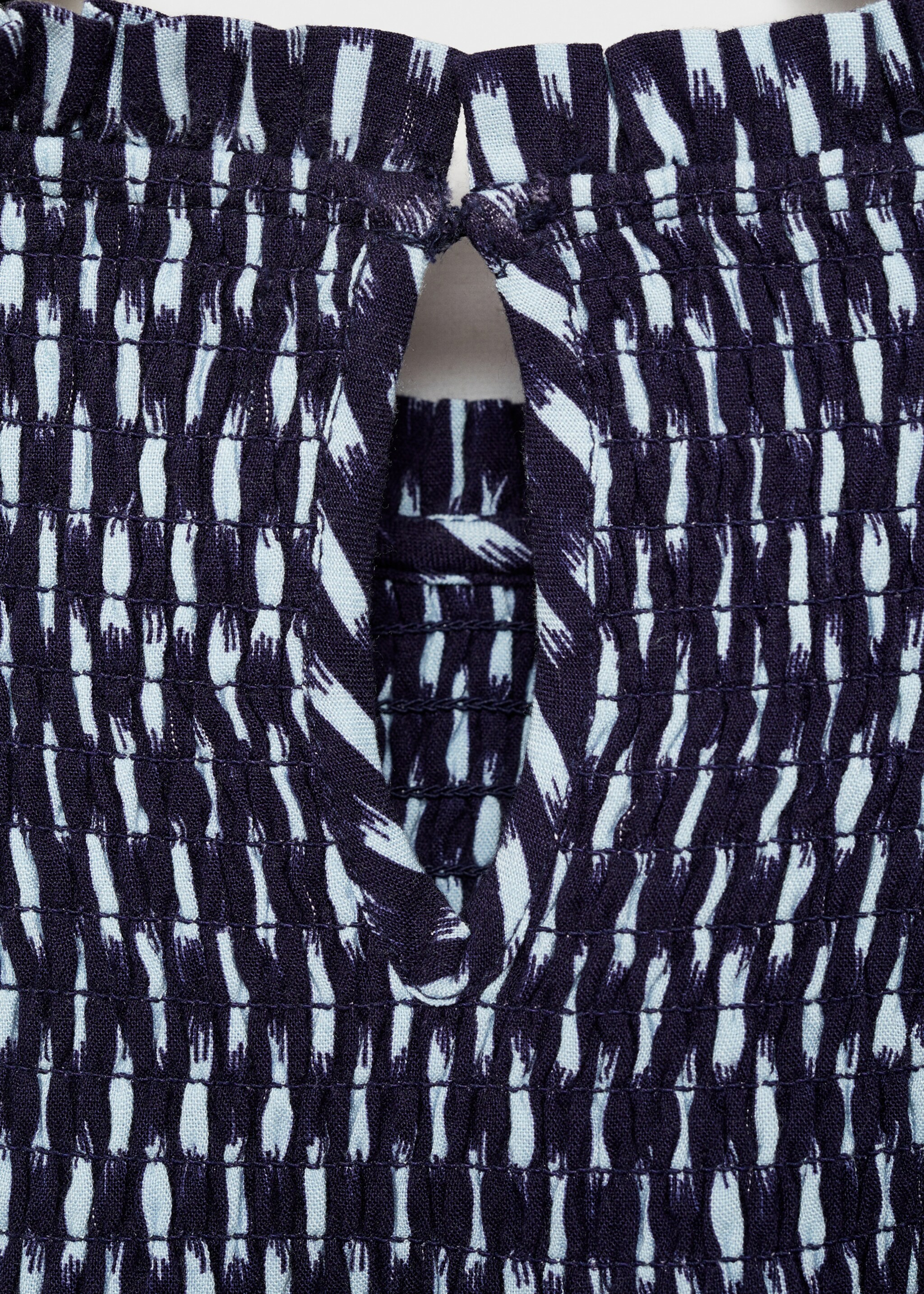 Ruched printed blouse - Details of the article 0, Dark Navy. Ref: 77027679-00.