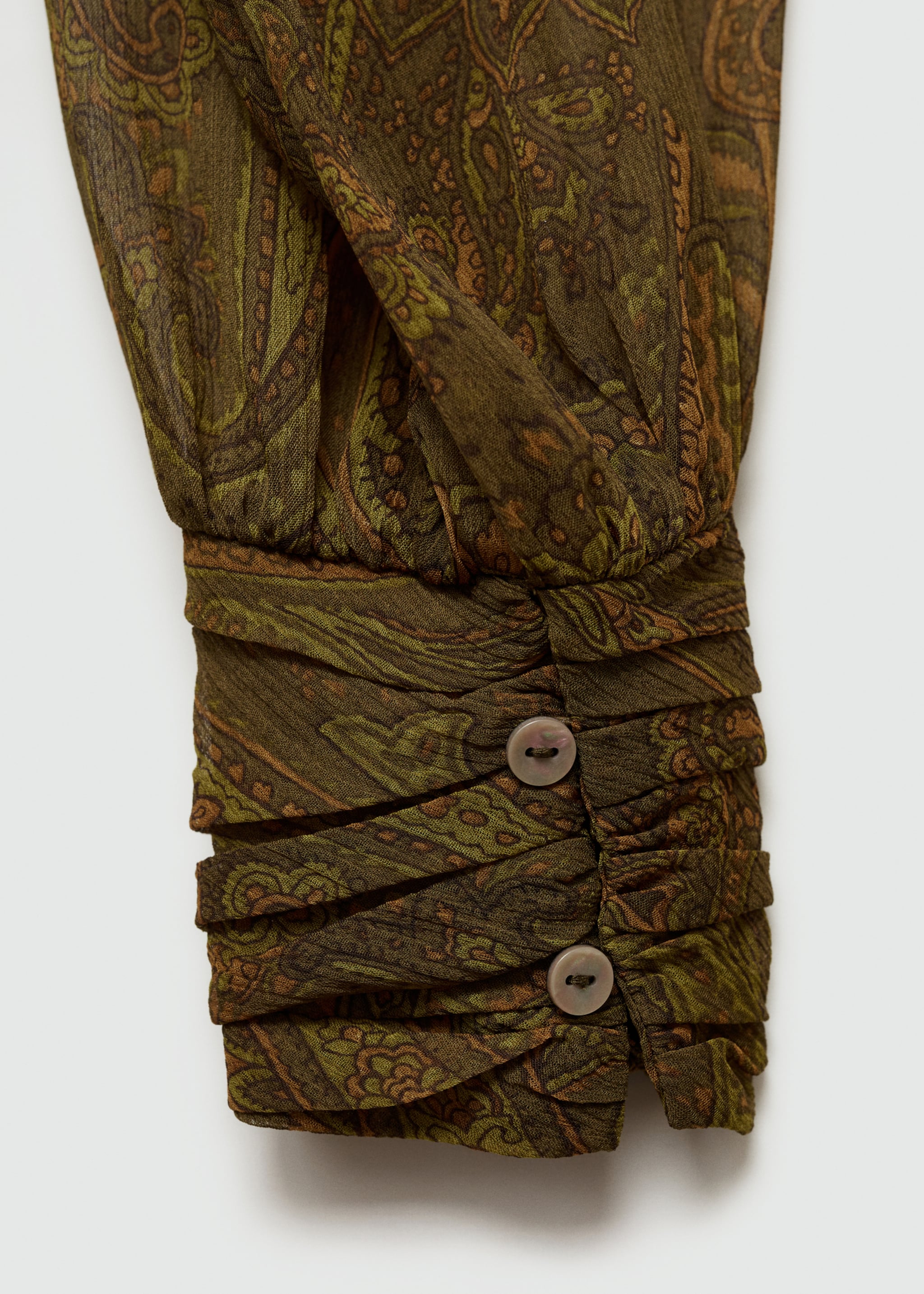 Blouse met print en strik - Detail van het artikel 0, Middengroen. Ref: 77027680-00.