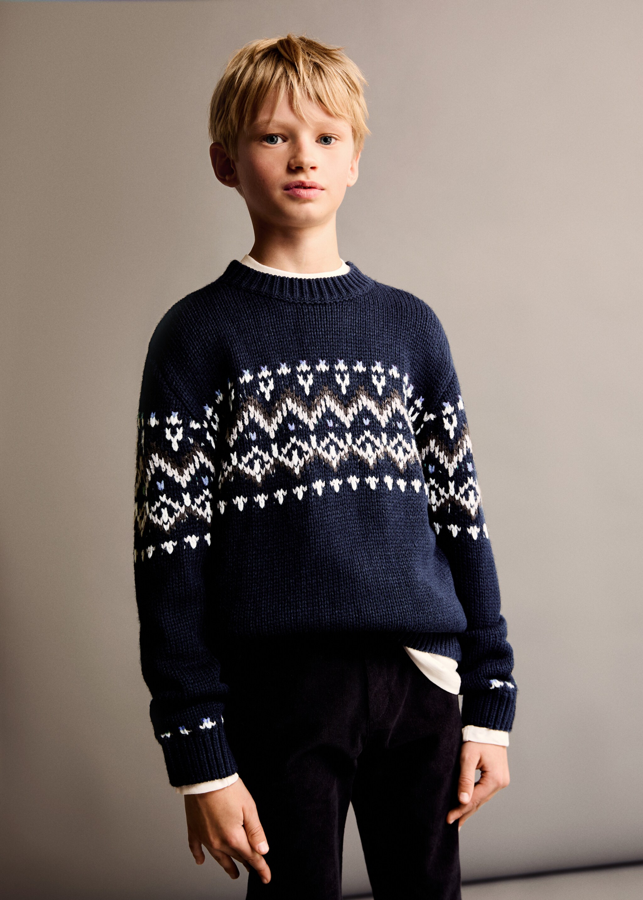 Jacquard sweater - Medium plane, Dark Navy. Ref: 77027681-00.