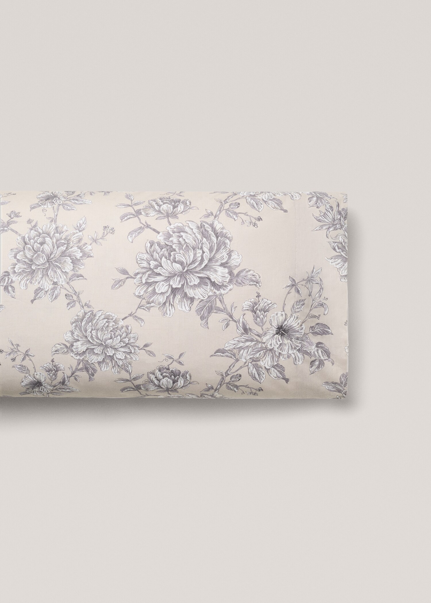 Percale cotton floral-print pillowcase 45x110cm - Article without model